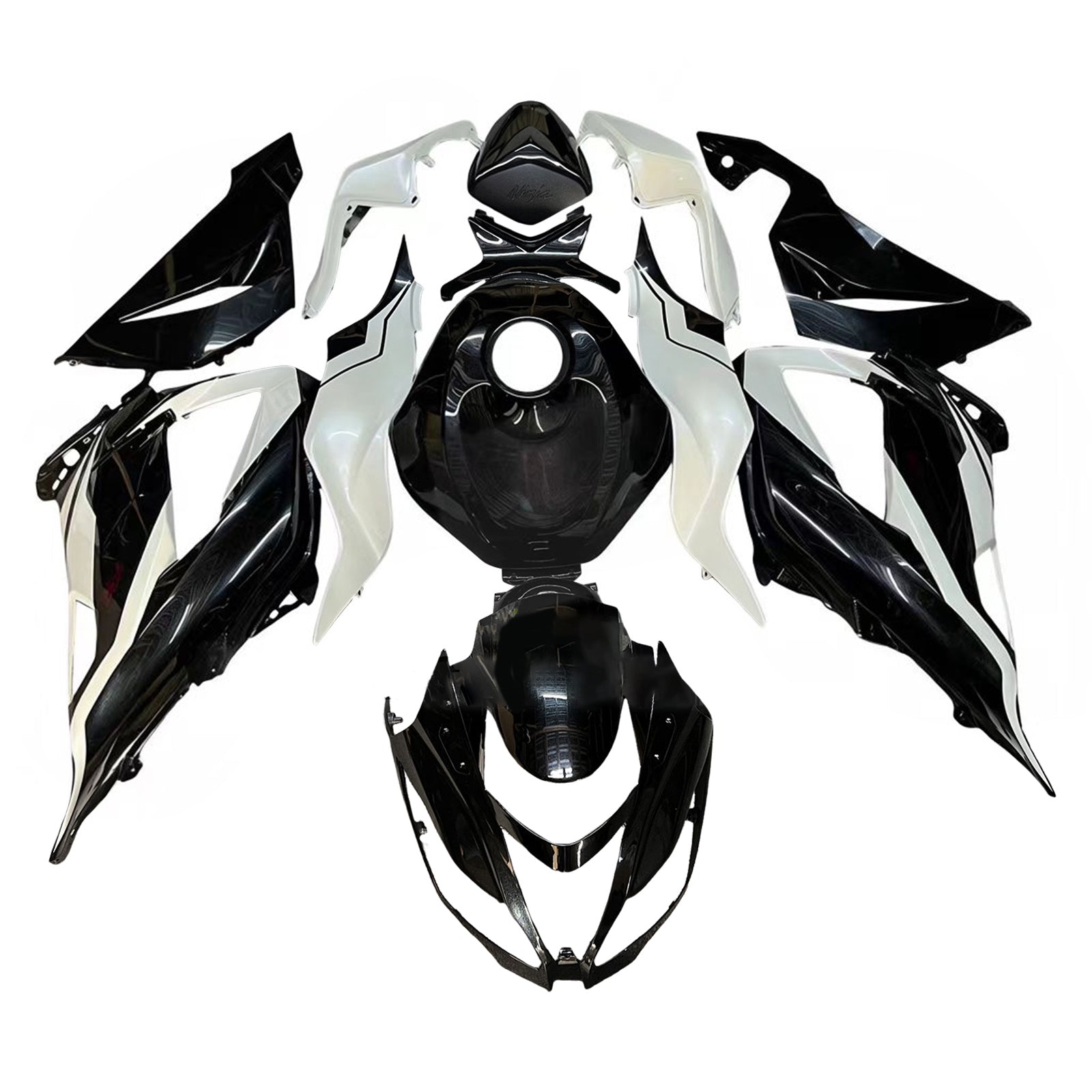 Amotopart 2013-2018 Kawasaki ZX6R 636 White ＆ Black Fairing Kit
