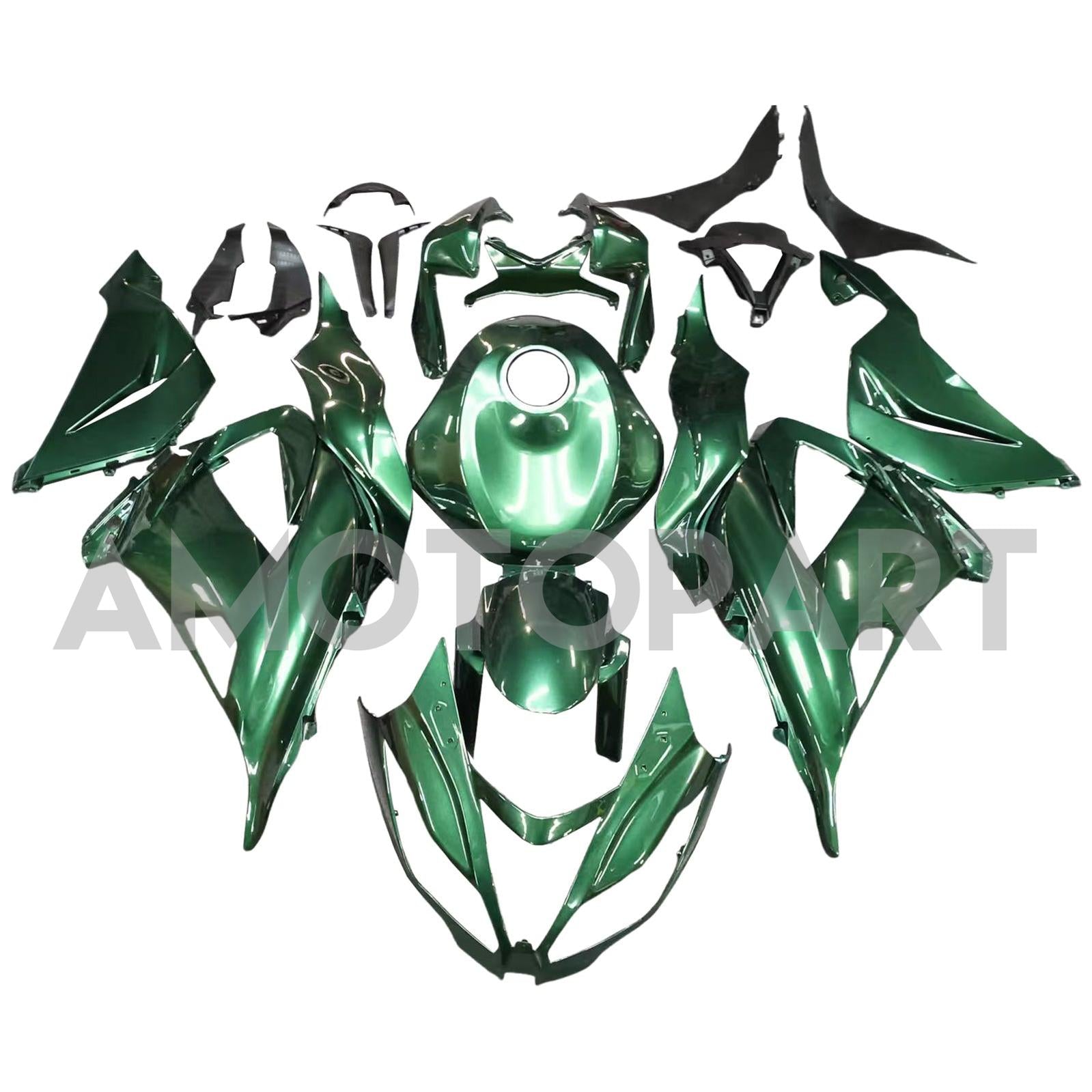 Amotopart 2013-2018 Kawasaki ZX6R 636 Black Green Fairing Kit