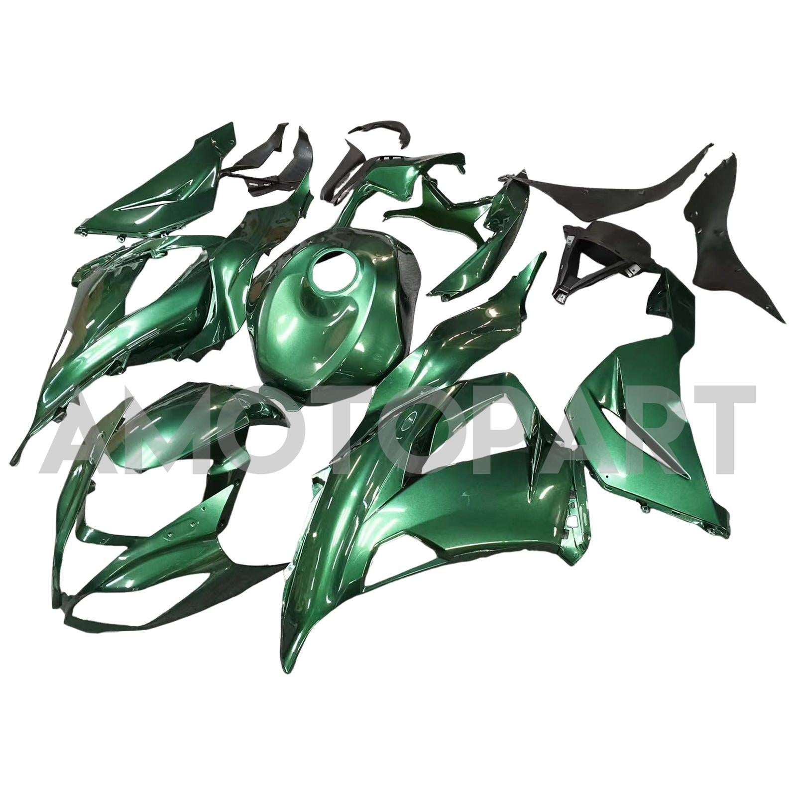 Amotopart 2013-2018 Kawasaki ZX6R 636 Black Green Fairing Kit