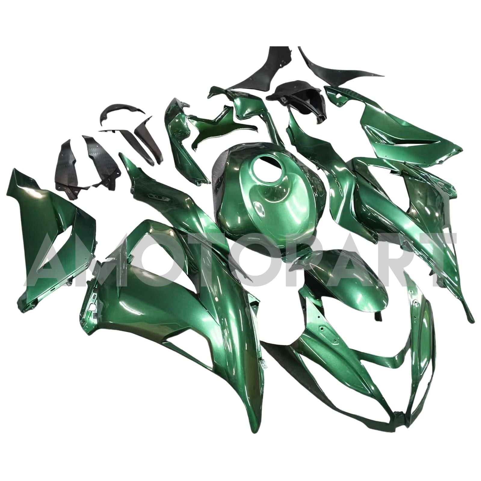 Amotopart 2013-2018 Kawasaki ZX6R 636 Black Green Fairing Kit