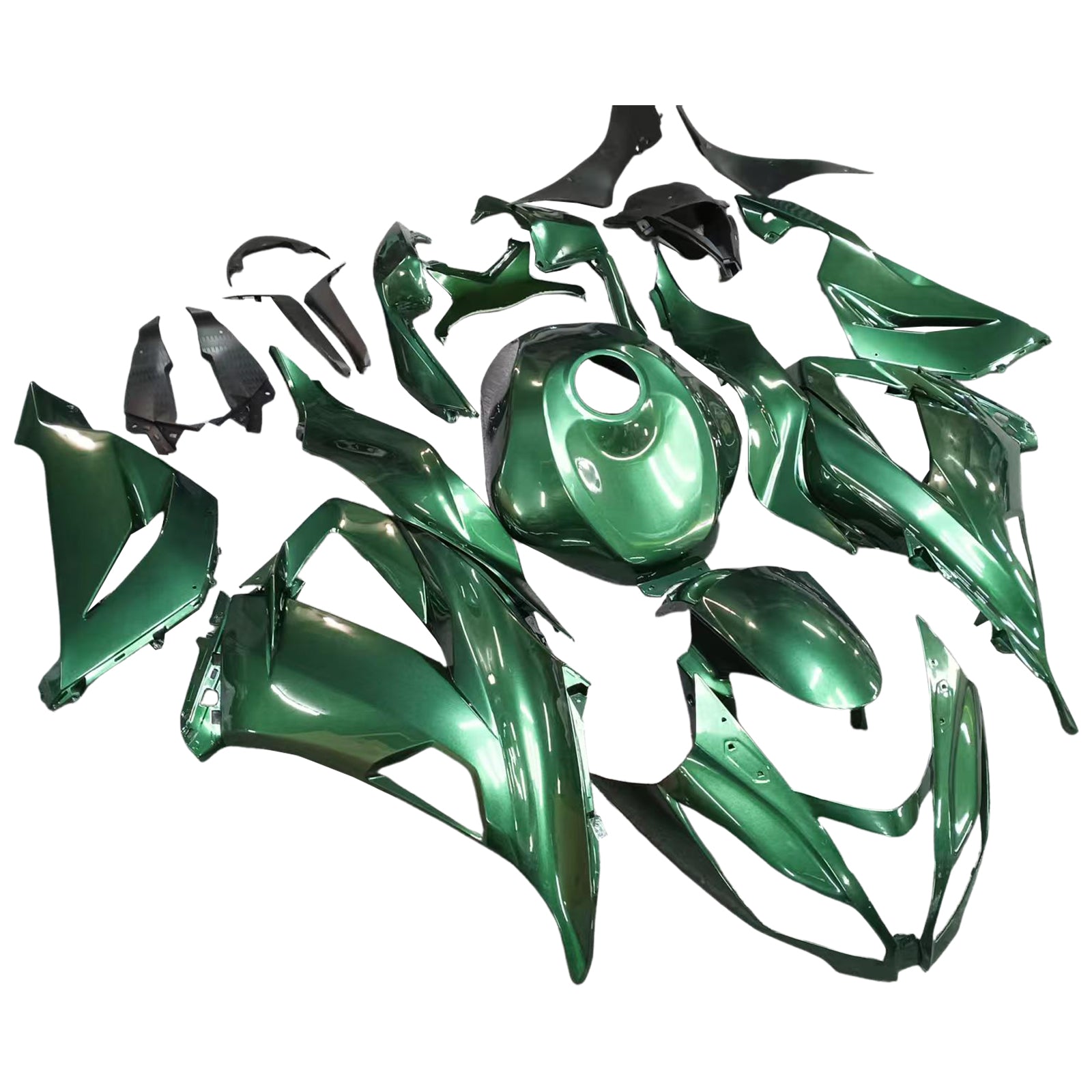 Amotopart 2013-2018 Kawasaki ZX6R 636 Schwarzes Grünverkleidung Kit
