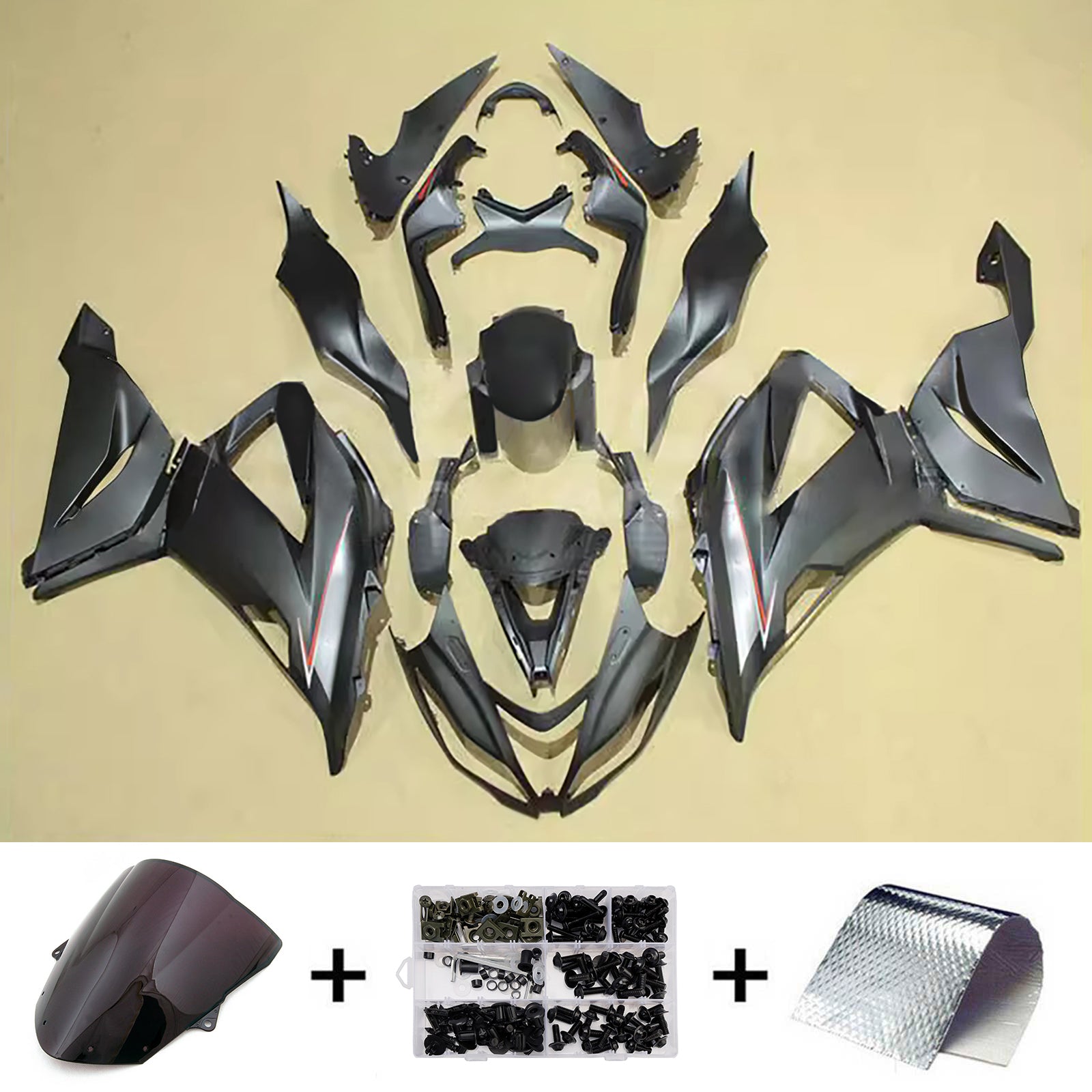 Amotopart 2013-2018 Kawasaki ZX6R 636 Matte Black Fairing Kit