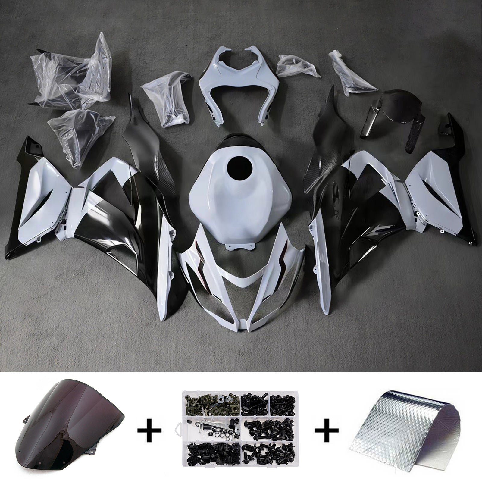 Amotopart 2013-2018 Kawasaki ZX6R 636 Black Grey Fairing Kit