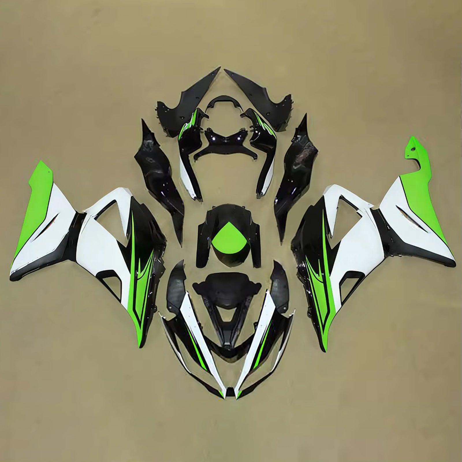 Amotopart 2013-2018 Kawasaki ZX6R 636 Black Green White Fairing Kit