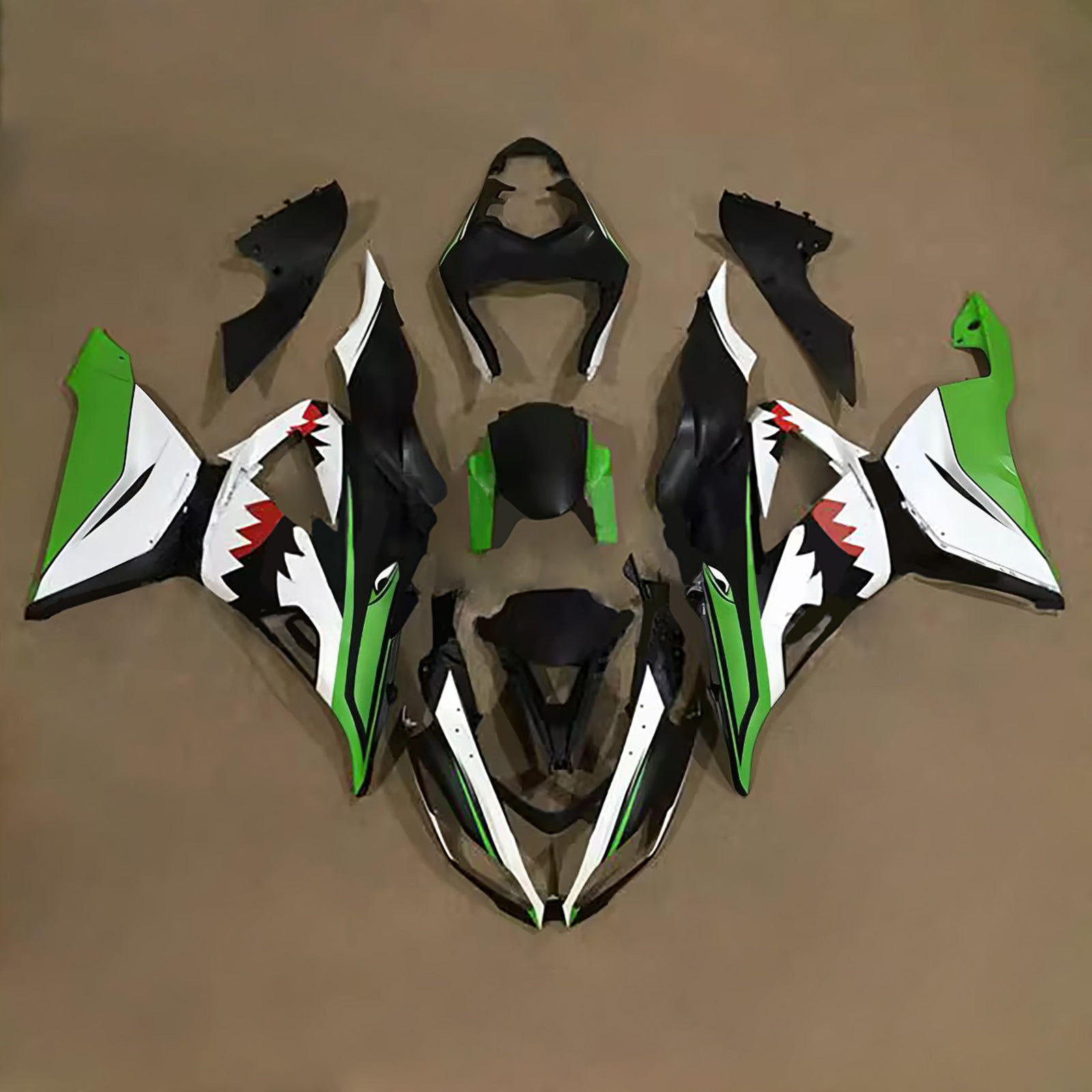 Amotopart 2013-2018 Kawasaki ZX6R 636 Black Green White Red Fairing Kit