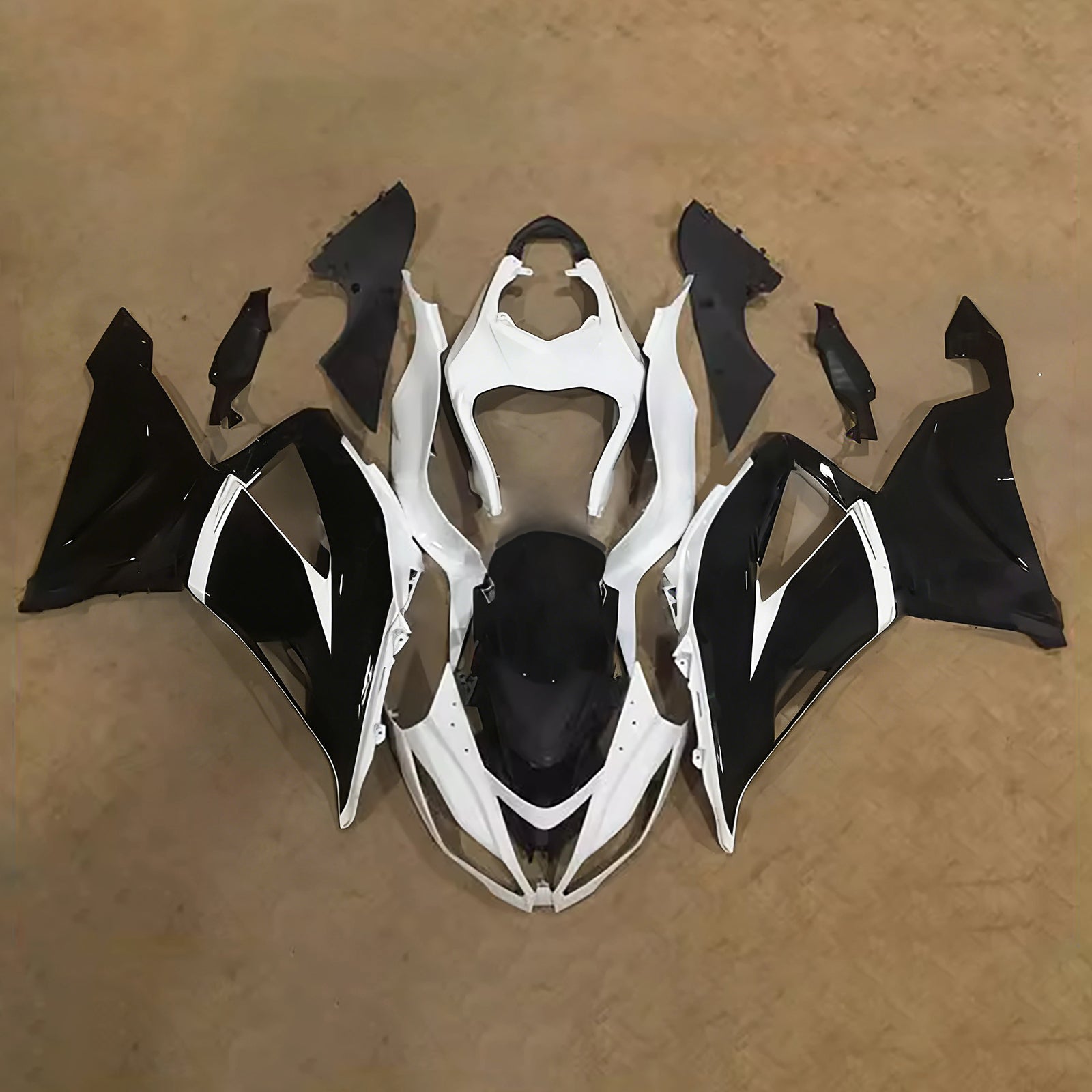 Amotopart 2013-2018 Kawasaki ZX6R 636 Black & White Fairing Kit