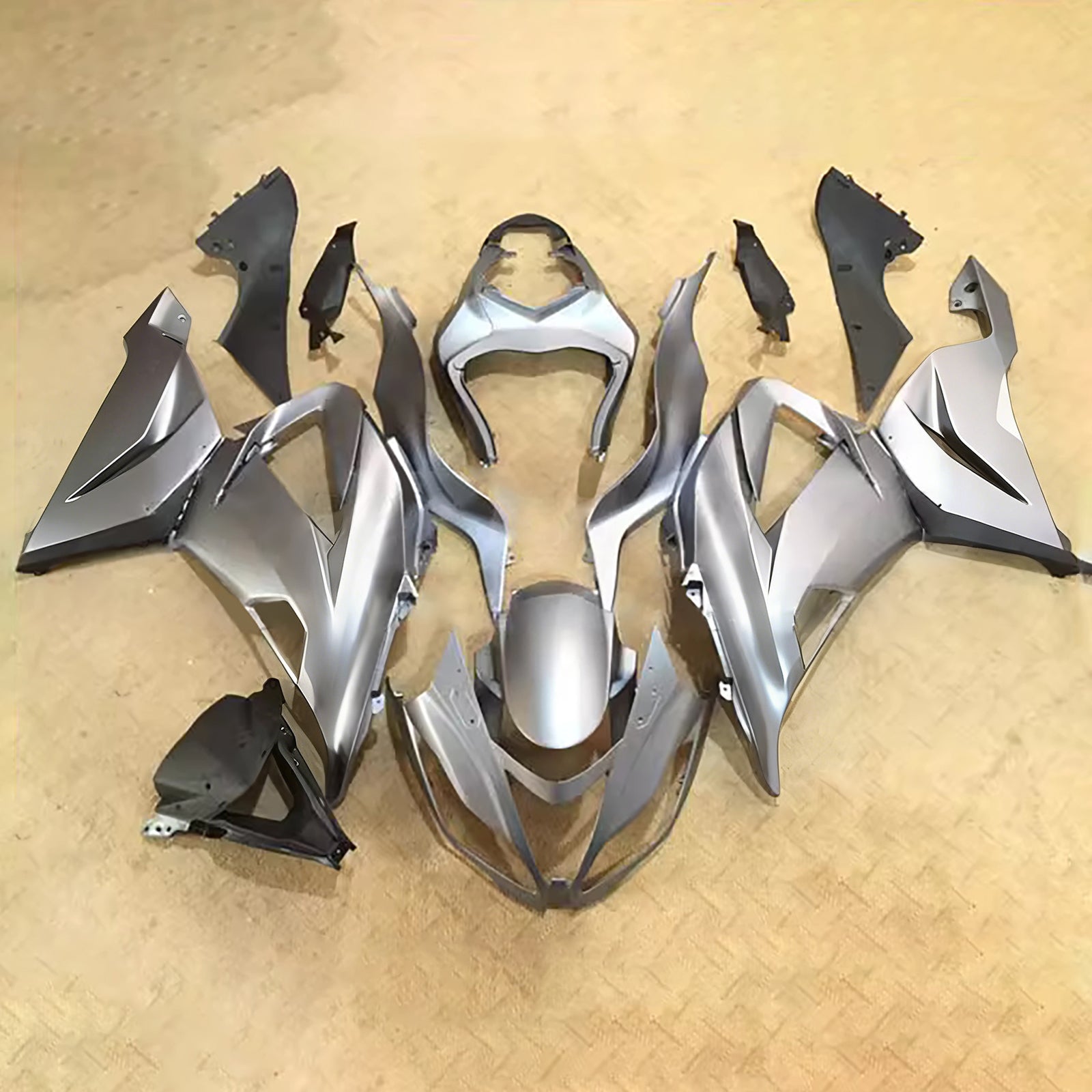 Amotopart 2013-2018 Kawasaki ZX6R 636 White Grey Fairing Kit