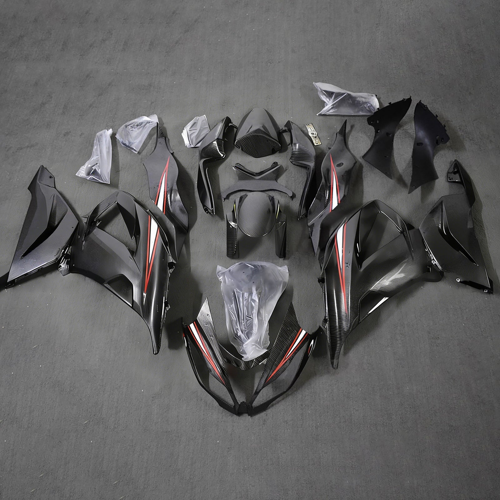 その他 facialfitnessPAO3model Amotopart 2013-2018 Kawasaki ZX6R 636 White Red Black Carbon Fiber Pat