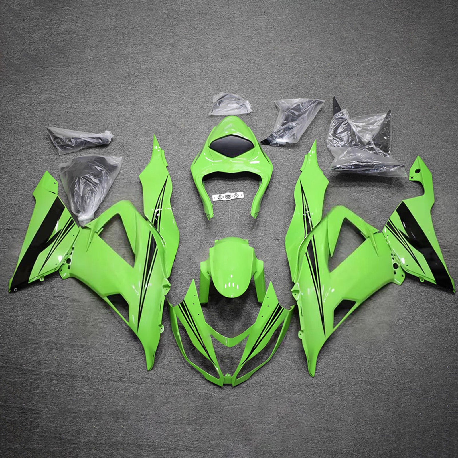 Amotopart 2013-2018 Kawasaki ZX6R 636 Green Black White Fairing Kit