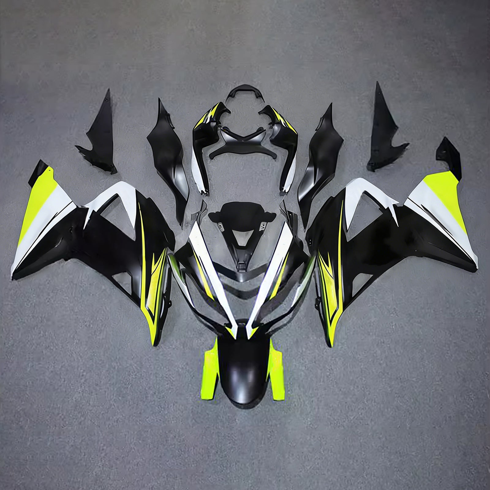 Amotopart 2013-2018 Kawasaki ZX6R 636 Black White Yellow Fairing Kit