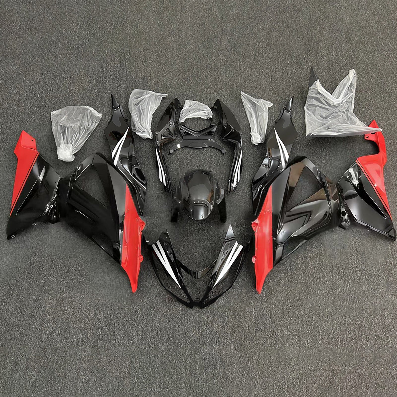 Amotopart 2013-2018 Kawasaki ZX6R 636 Black Red White Fairing Kit