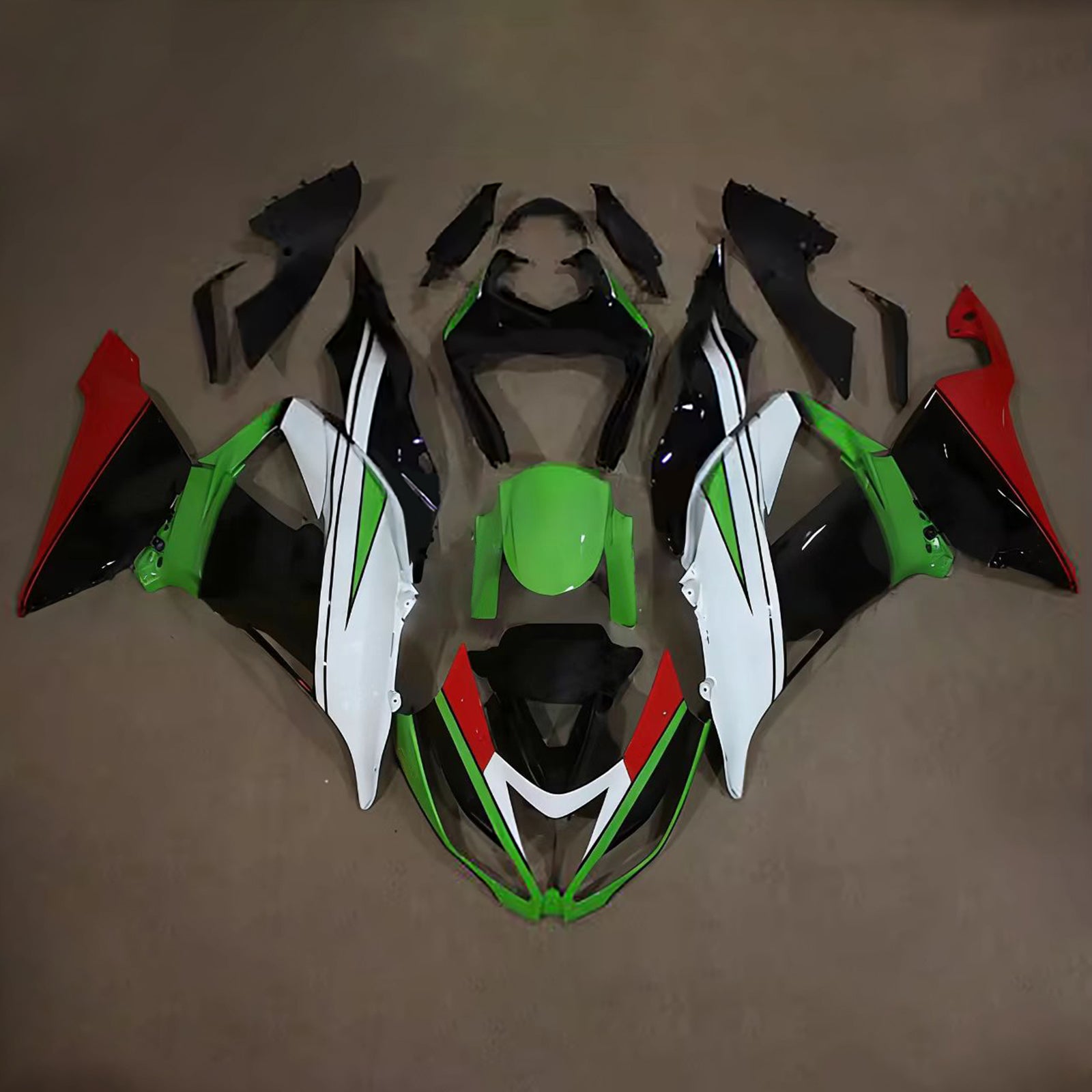 Amotopart 2013-2018 Kawasaki ZX6R 636 Black White Green Red Fairing Kit