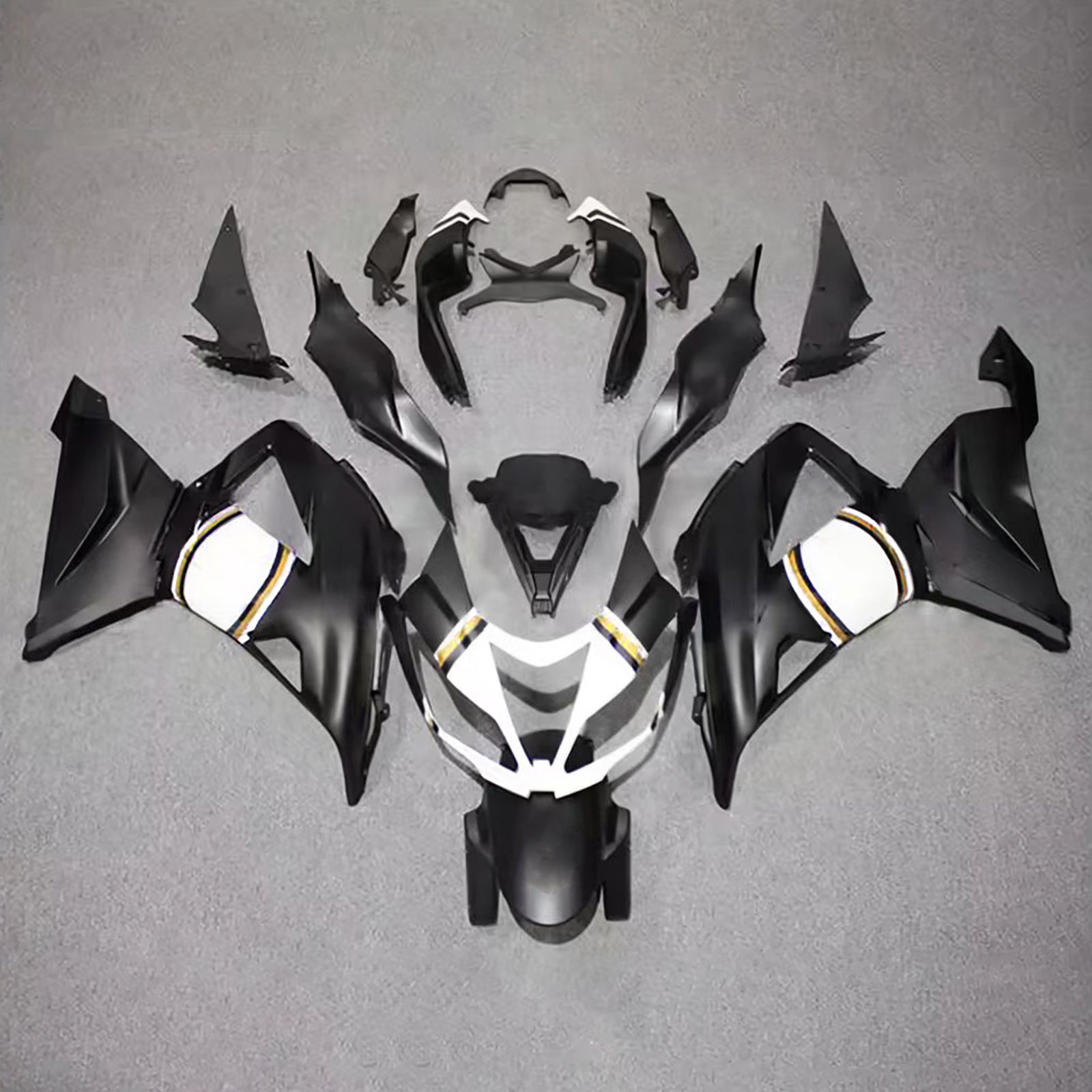 Amotopart 2013-2018 Kawasaki ZX6R 636 Black White Gold Fairing Kit