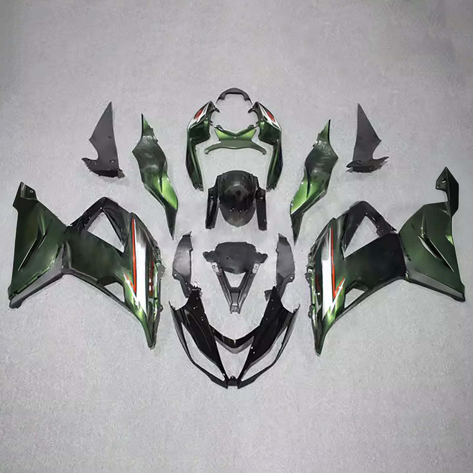 Amotopart 2013-2018 Kawasaki ZX6R 636 Green White Fairing Kit