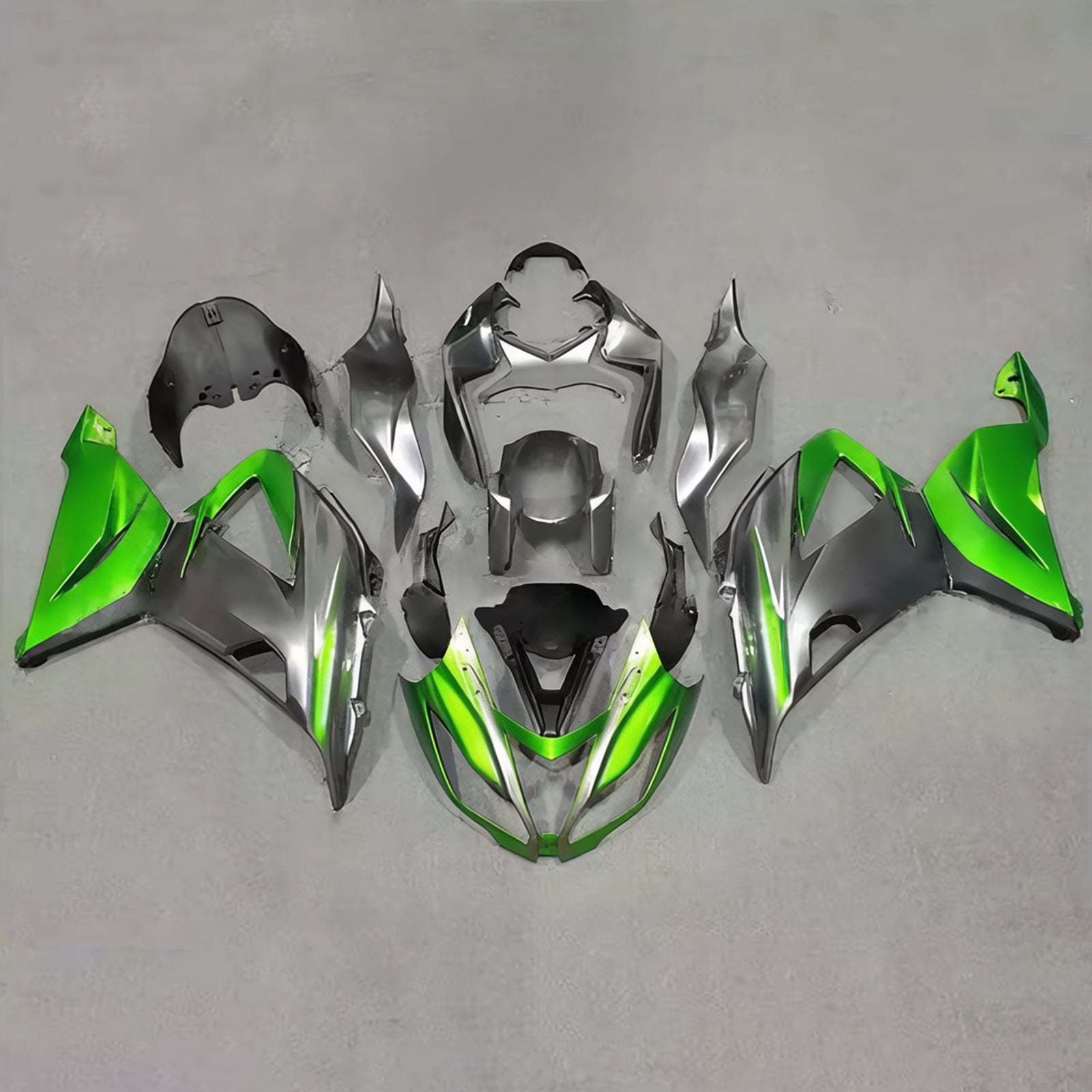 Amotopart 2013-2018 Kawasaki ZX6R 636 Black Green Gray Fairing Kit