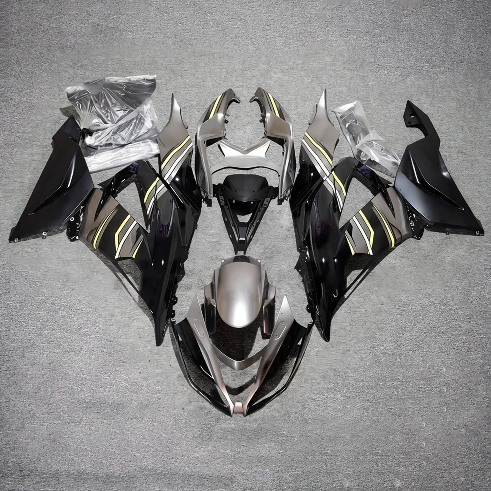 Amotopart 2013-2018 Kawasaki ZX6R 636 Black White Fairing Kit