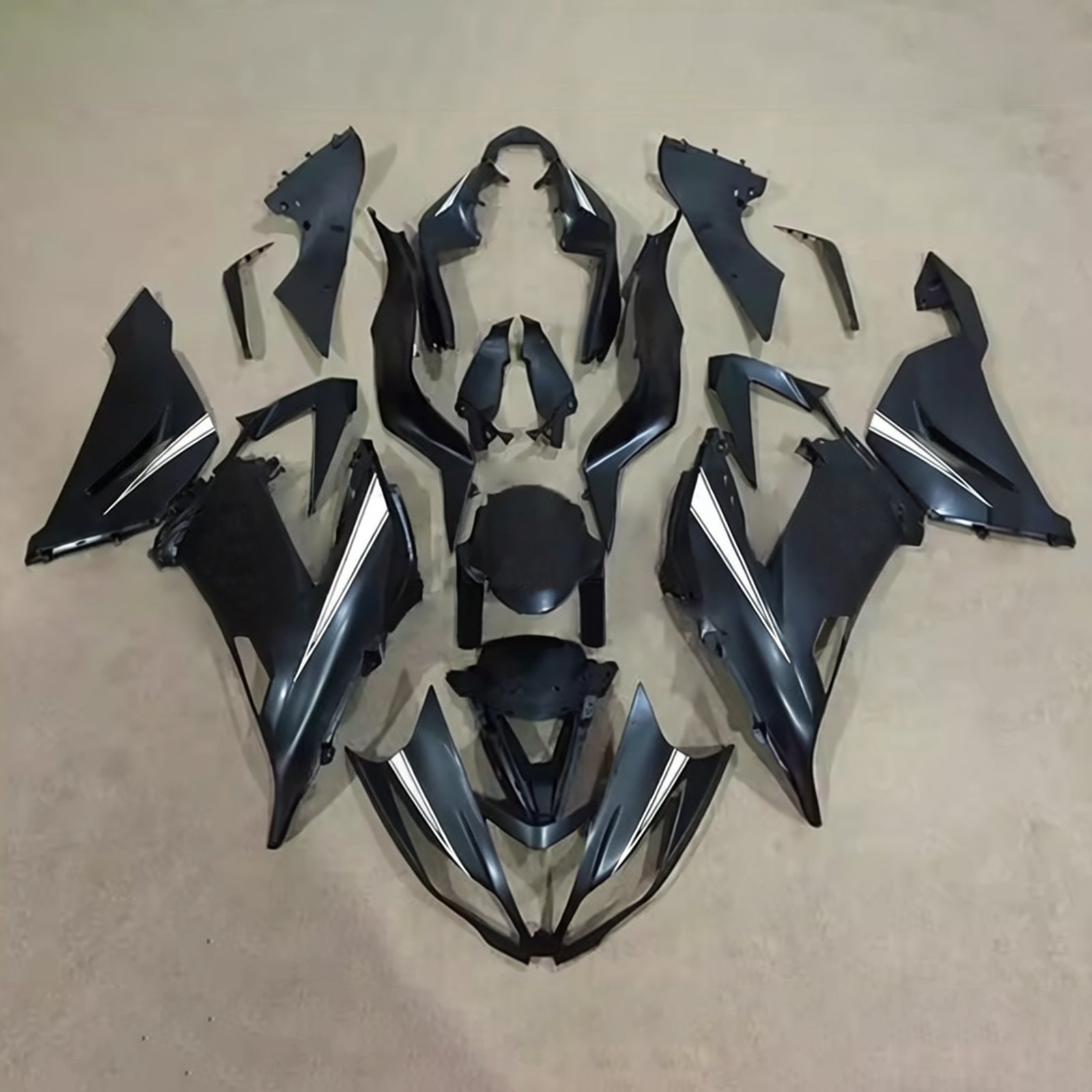 Amotopart 2013-2018 Kawasaki ZX6R 636 Black & White Fairing Kit