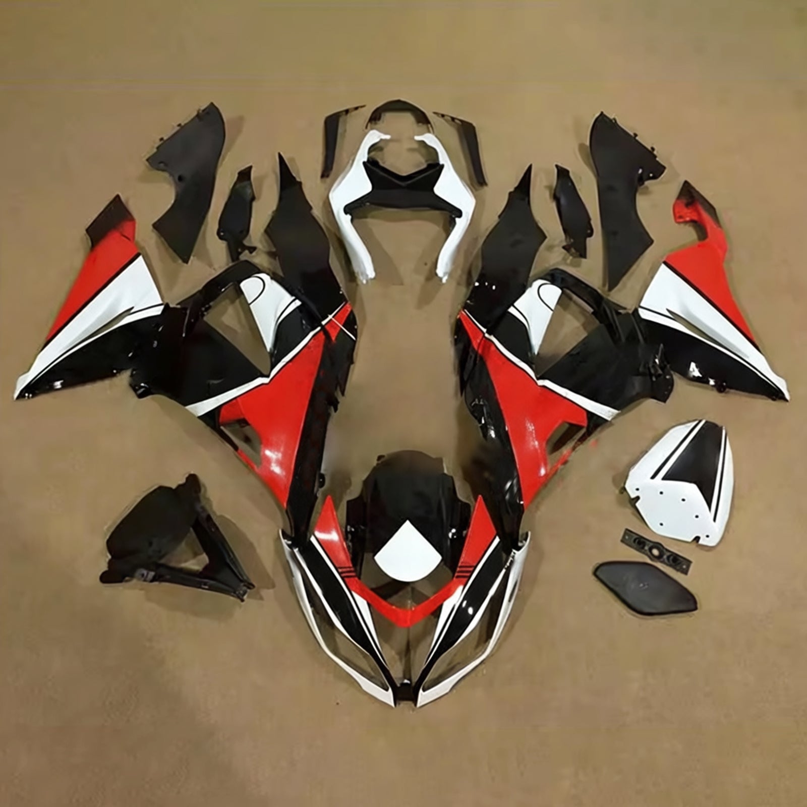Amotopart 2013-2018 Kawasaki ZX6R 636 Black Red White Fairing Kit