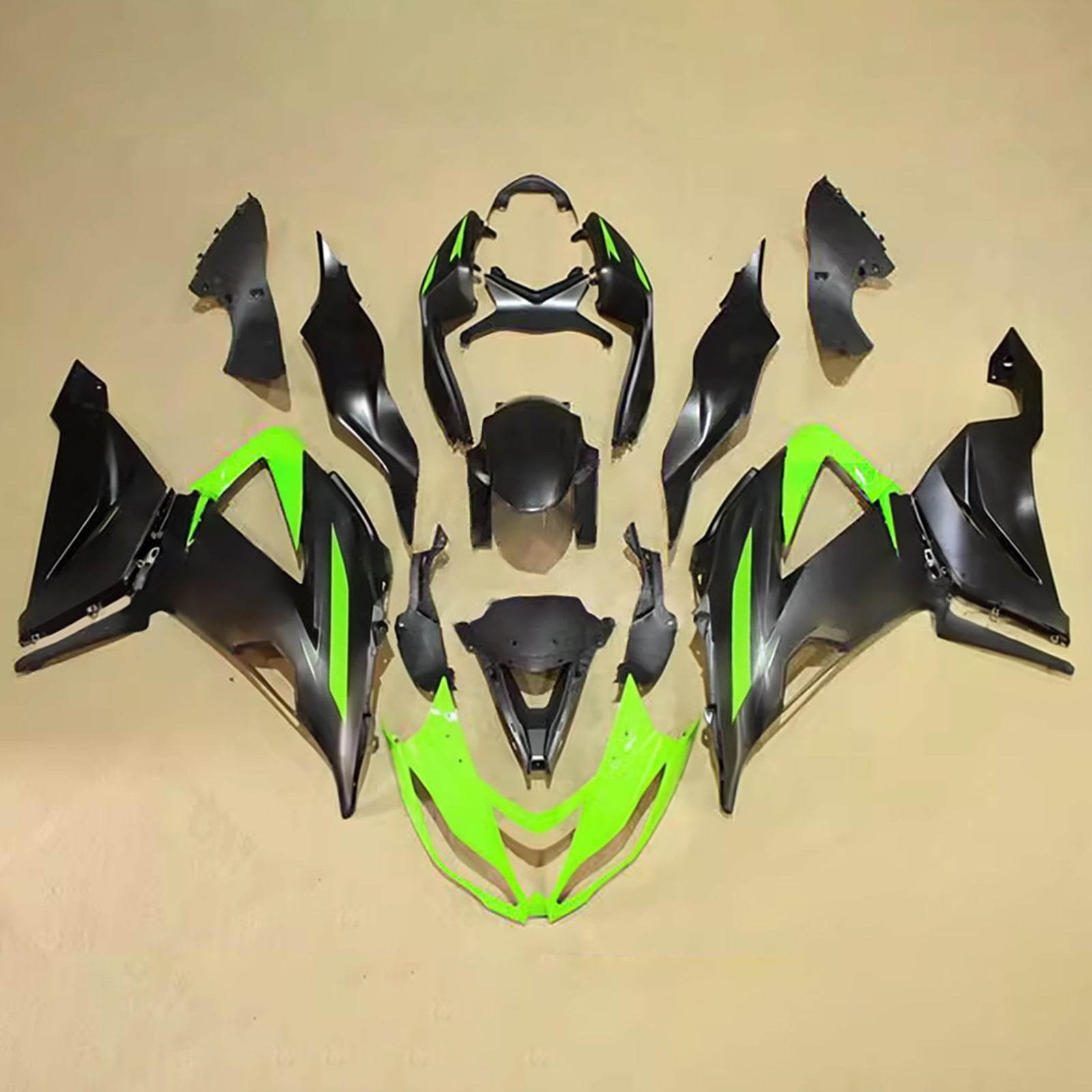 Amotopart 2013-2018 Kawasaki ZX6R 636 Black Green White Fairing Kit