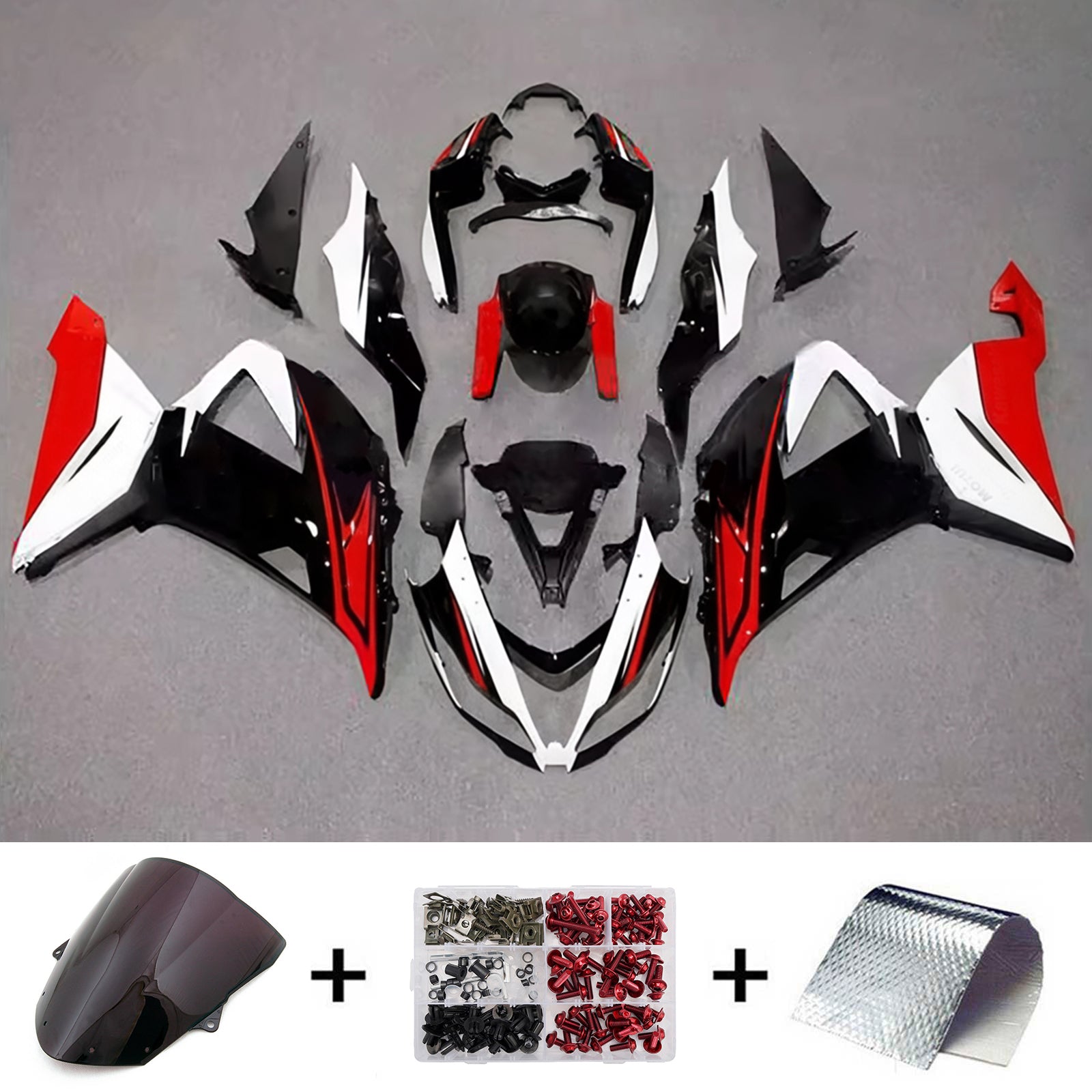 Amotopart 2013-2018 Kawasaki ZX6R 636 Black Red White Fairing Kit
