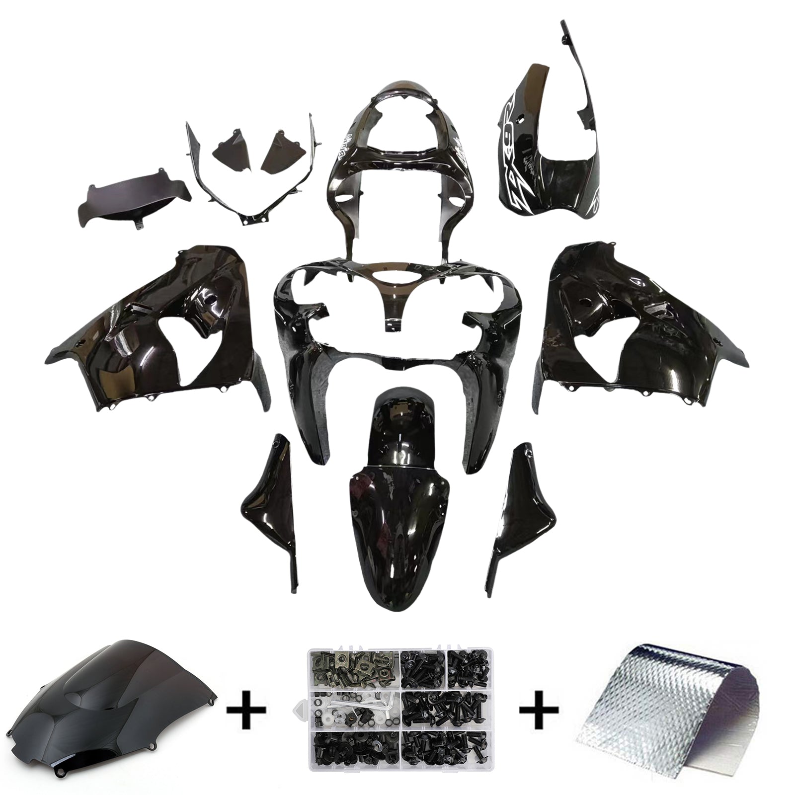 Amotopart 2000-2001 Kawasaki ZX9R Kit de carenado negro