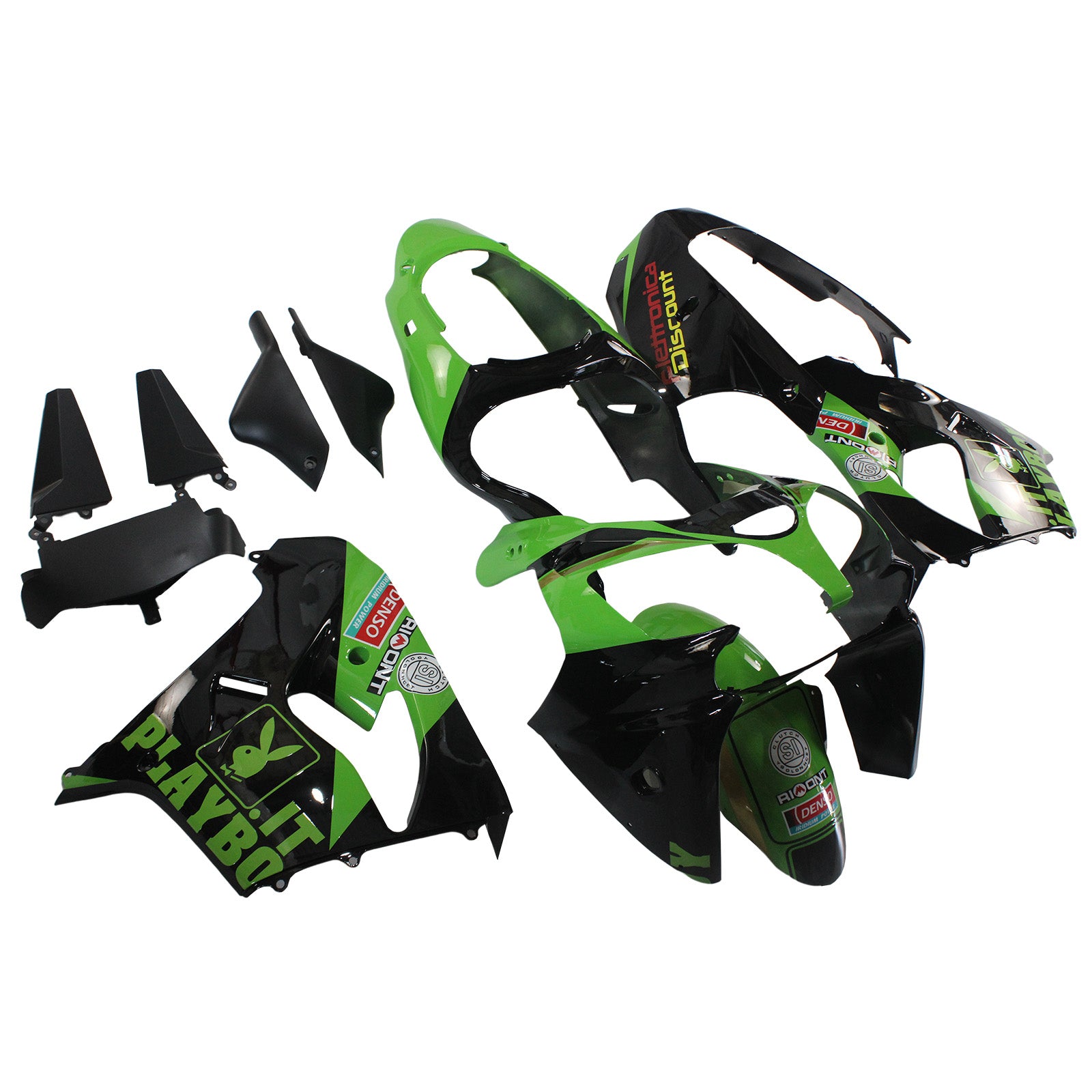 Amotopart Kawasaki ZX9R 2000-2001 Green Black Fairing Kit