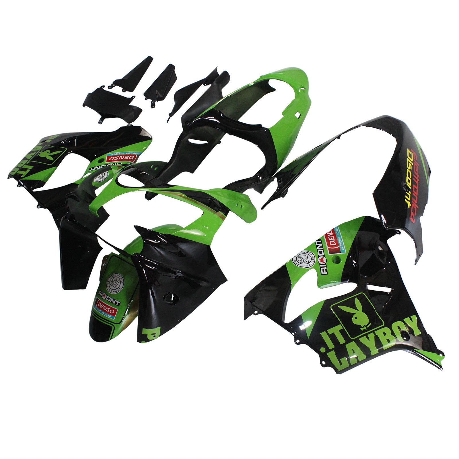 Amotopart Kawasaki ZX9R 2000-2001 Green Black Fairing Kit