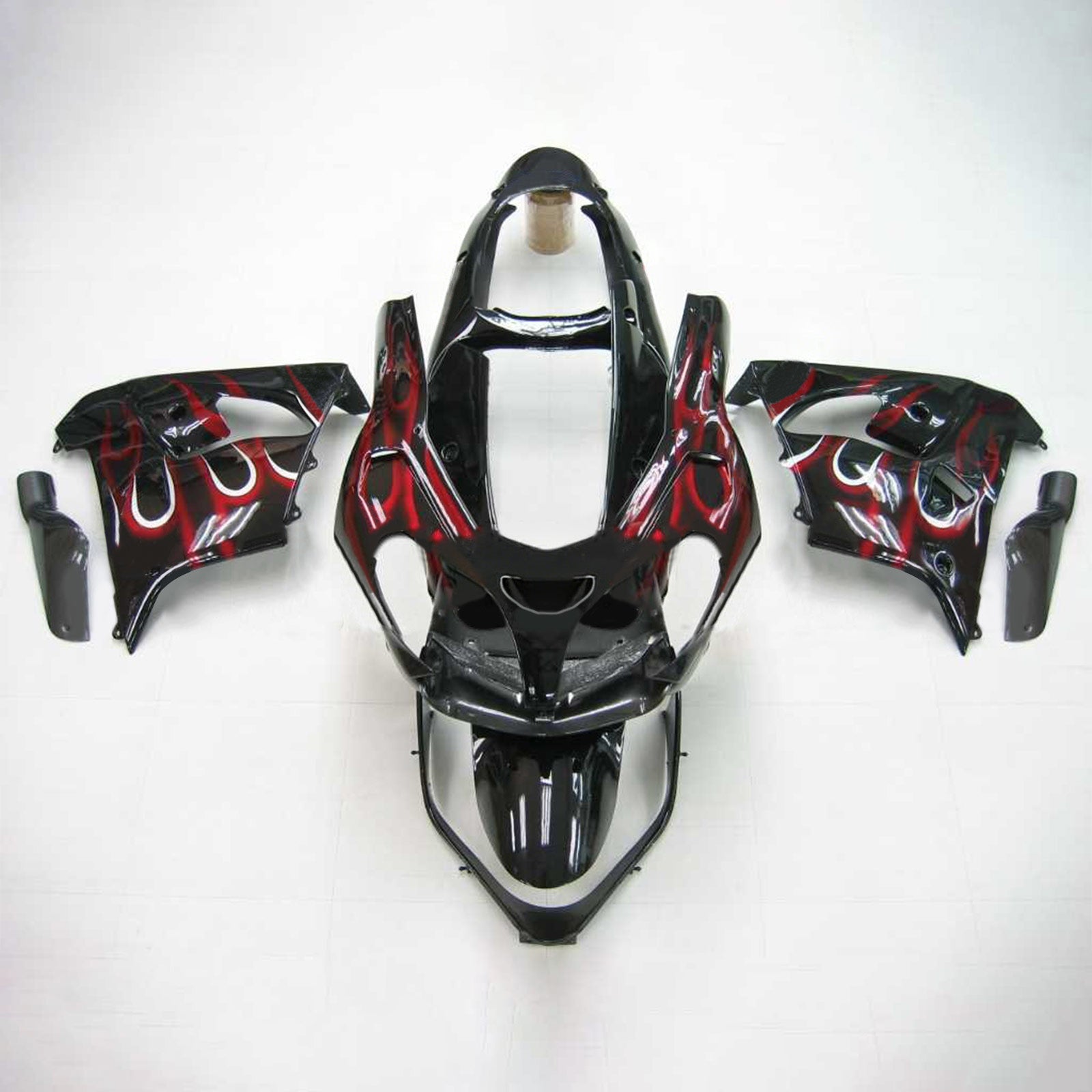 Amotopart Kawasaki ZX9R 2000-2001 Black Red Fairing Kit
