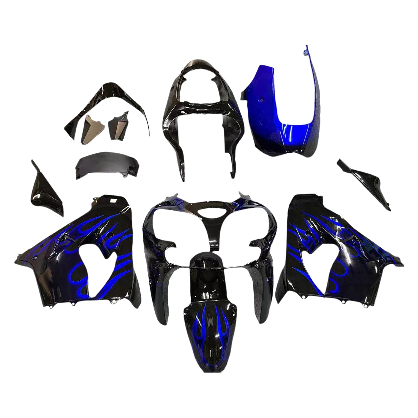 Amotopart Kawasaki ZX9R 2000-2001 Zestaw owiewki Czarnego Niebieskiego