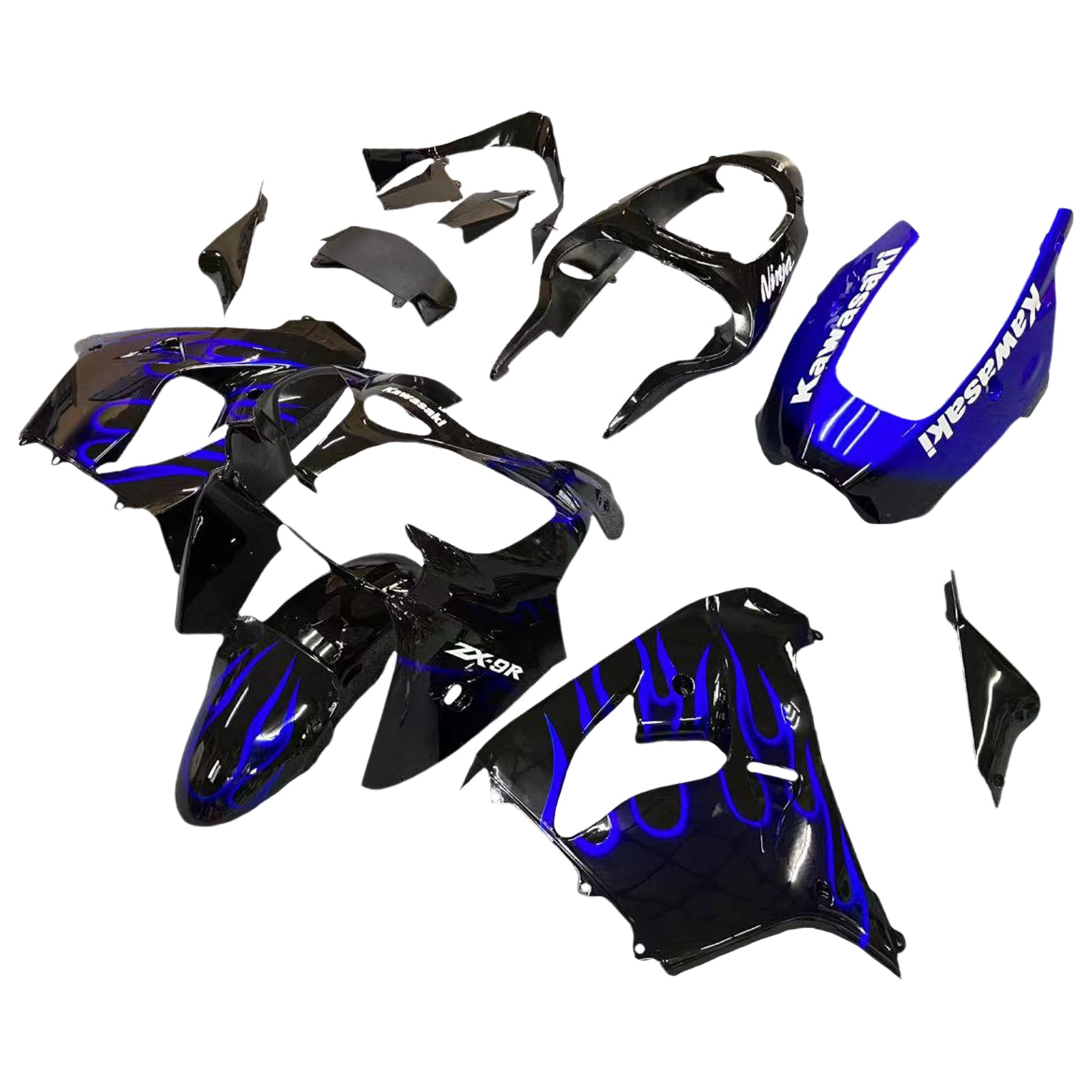 Kit de carenado Amotopart Kawasaki ZX9R 2000-2001 negro azul