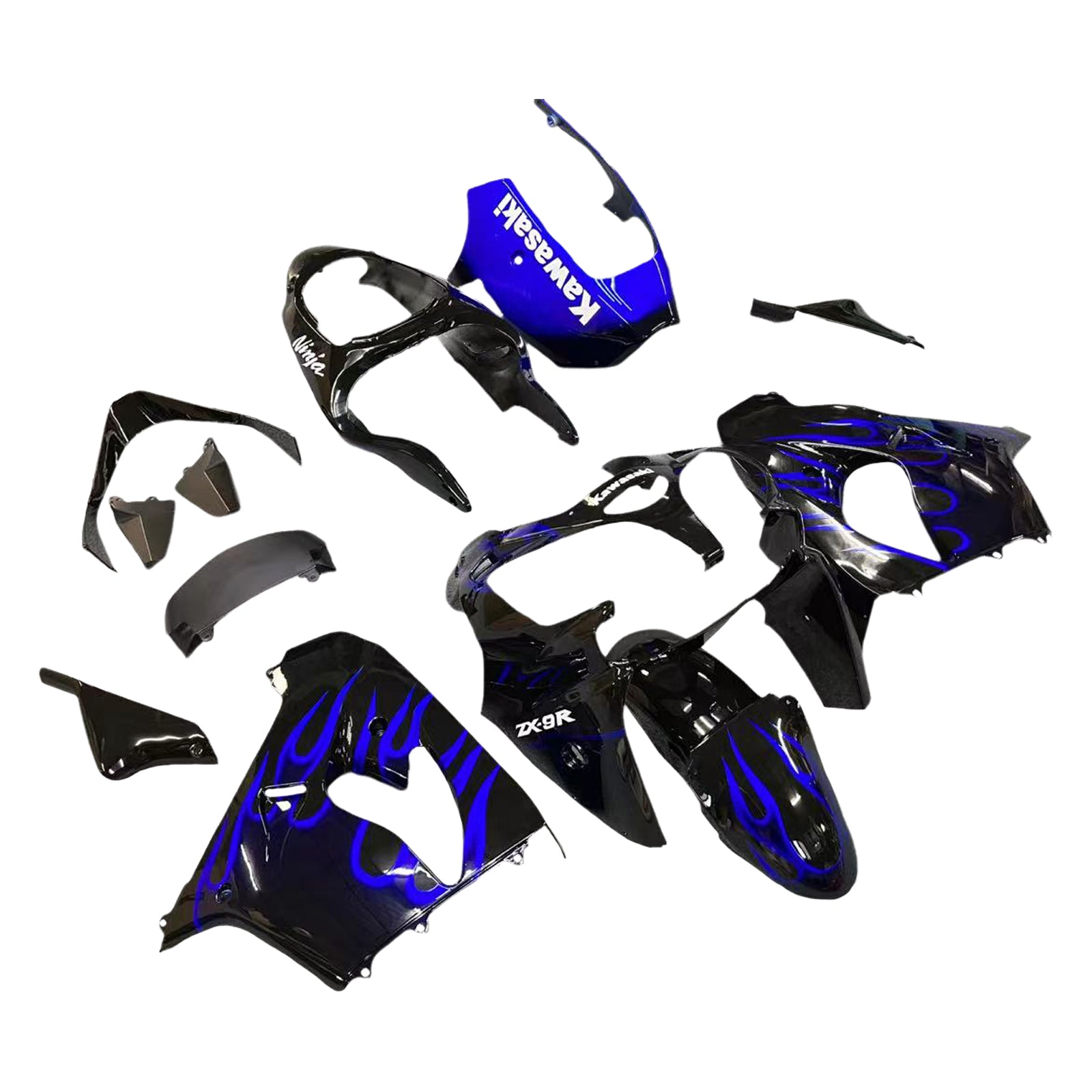 Amotopart  Kawasaki ZX9R 2000-2001 Black Blue Fairing Kit