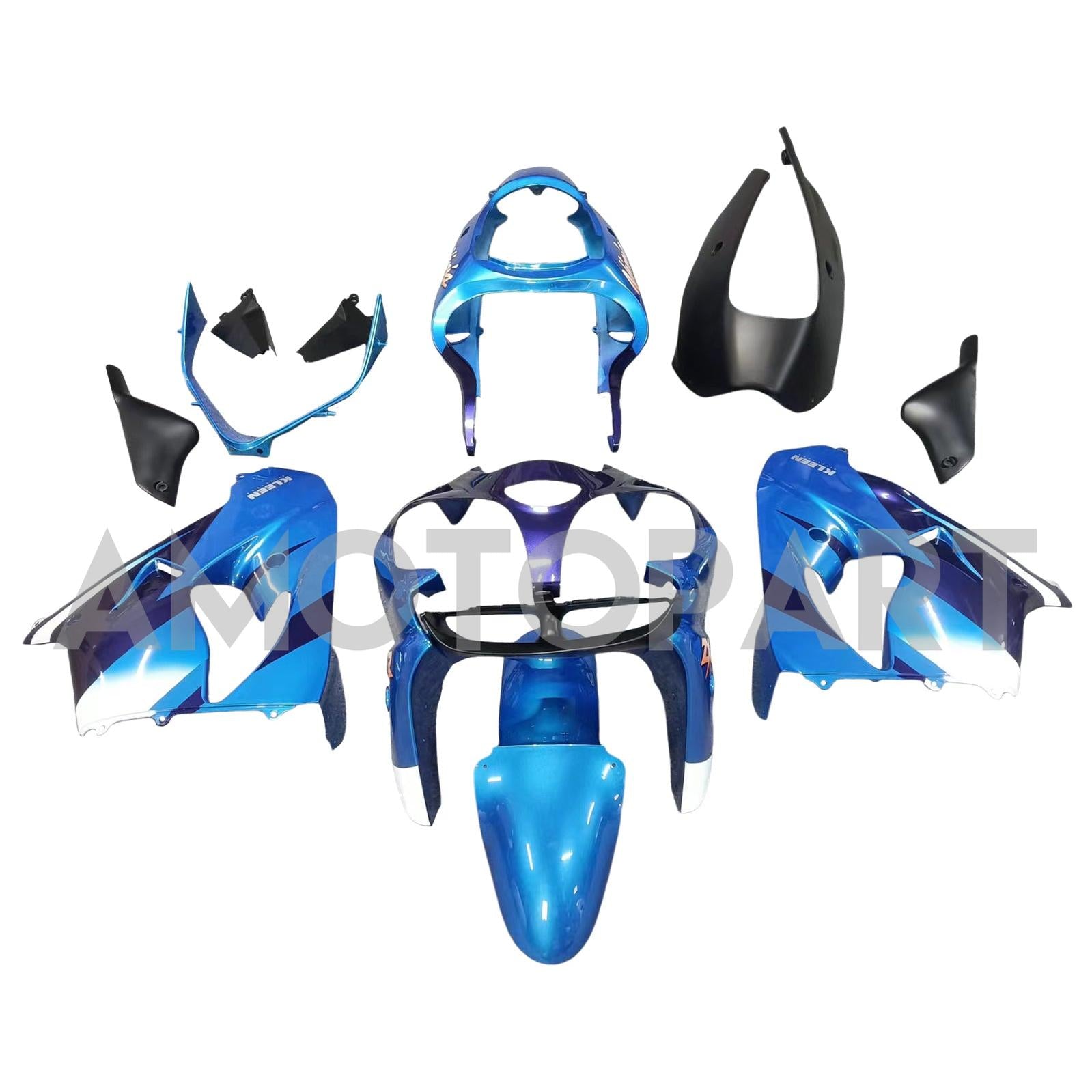 Amotopart Kawasaki ZX9R 2000-2001 Blue Black Fairing Kit