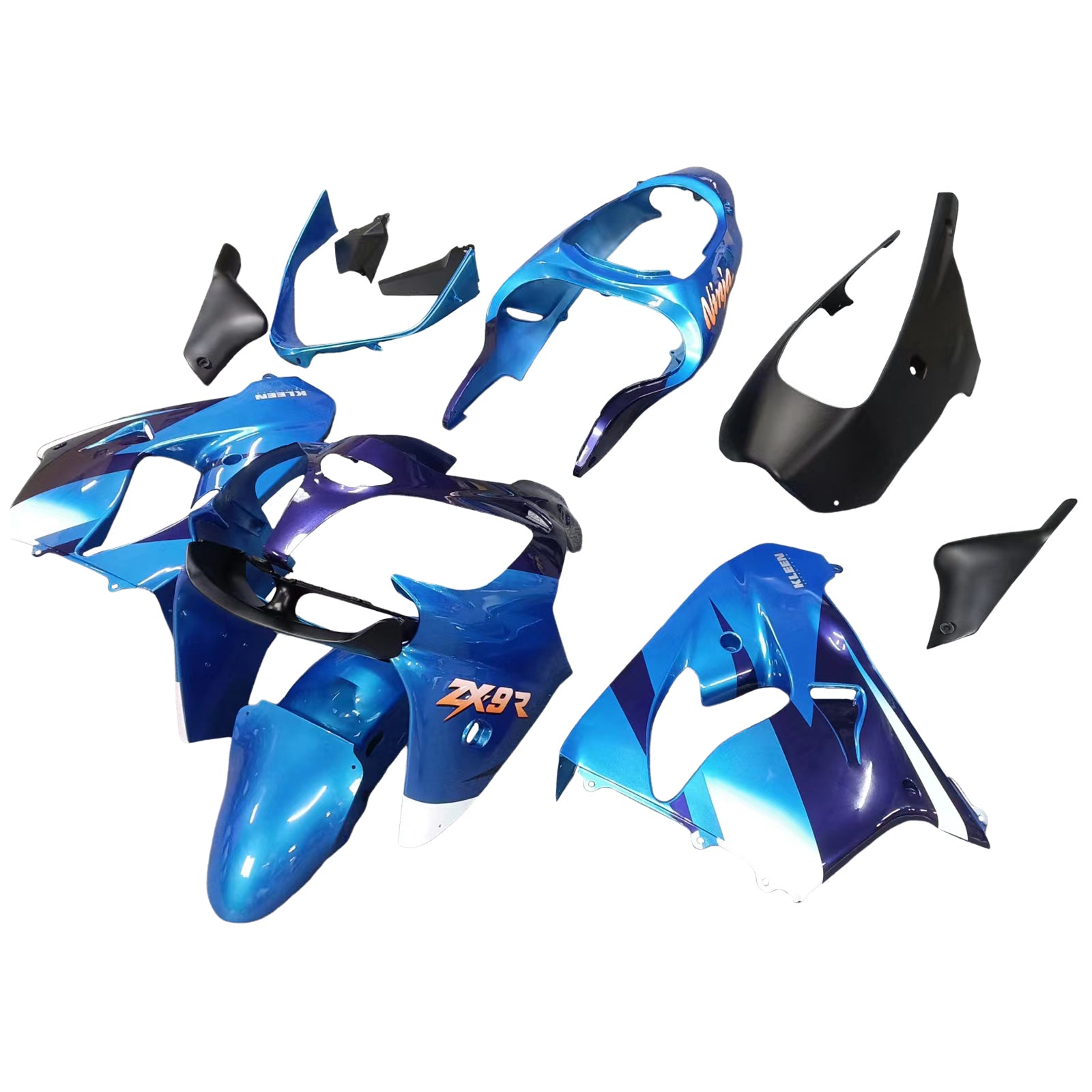 Amotopart Kawasaki ZX9R 2000-2001 Blue Black Fairing Kit