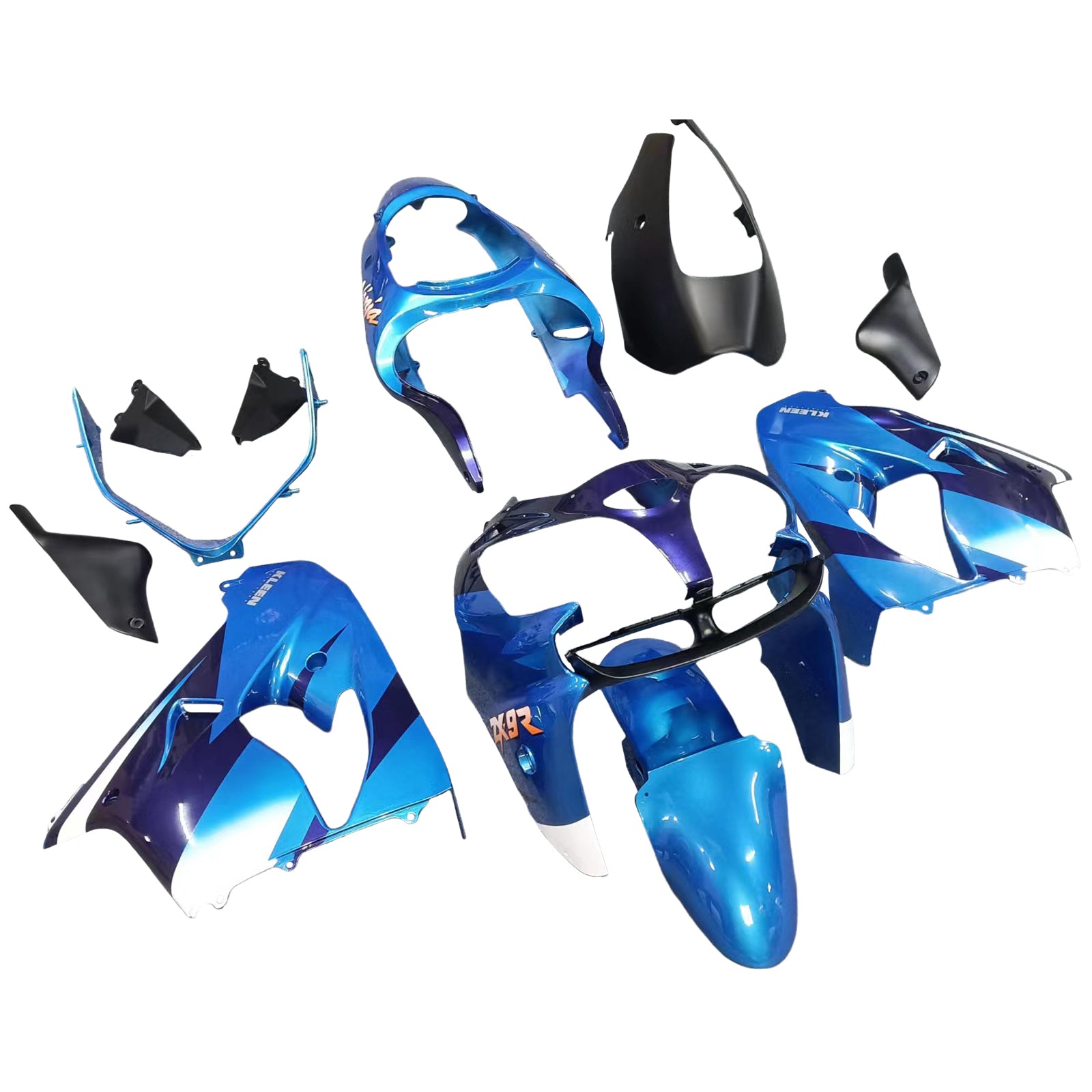 Amotopart Kawasaki ZX9R 2000-2001 Blue Black Fairing Kit