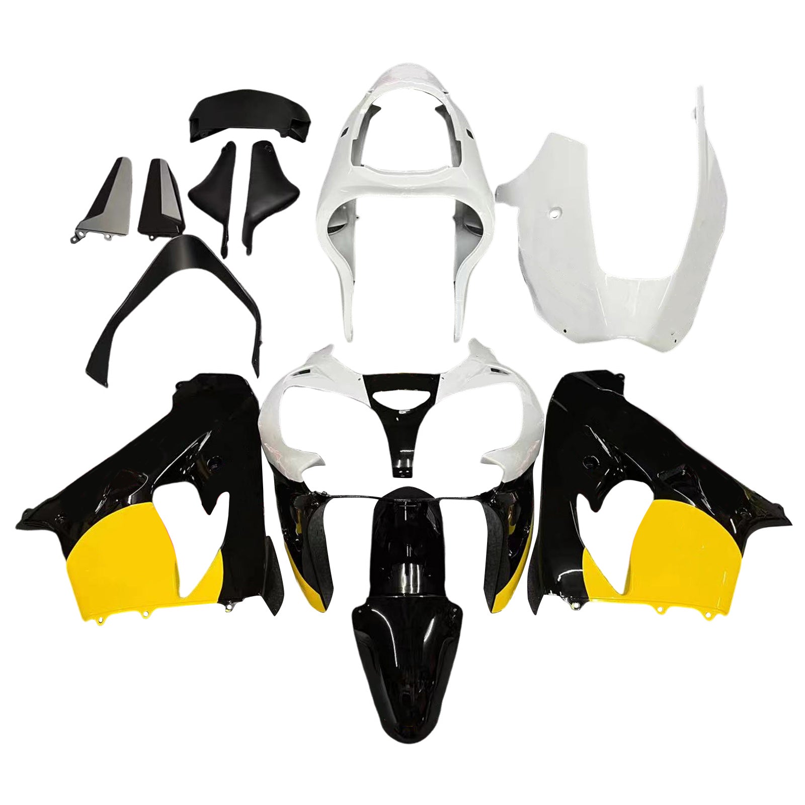 Amotopart 2000-2001 Kawasaki ZX9R White Black Yellow Fairing Kit