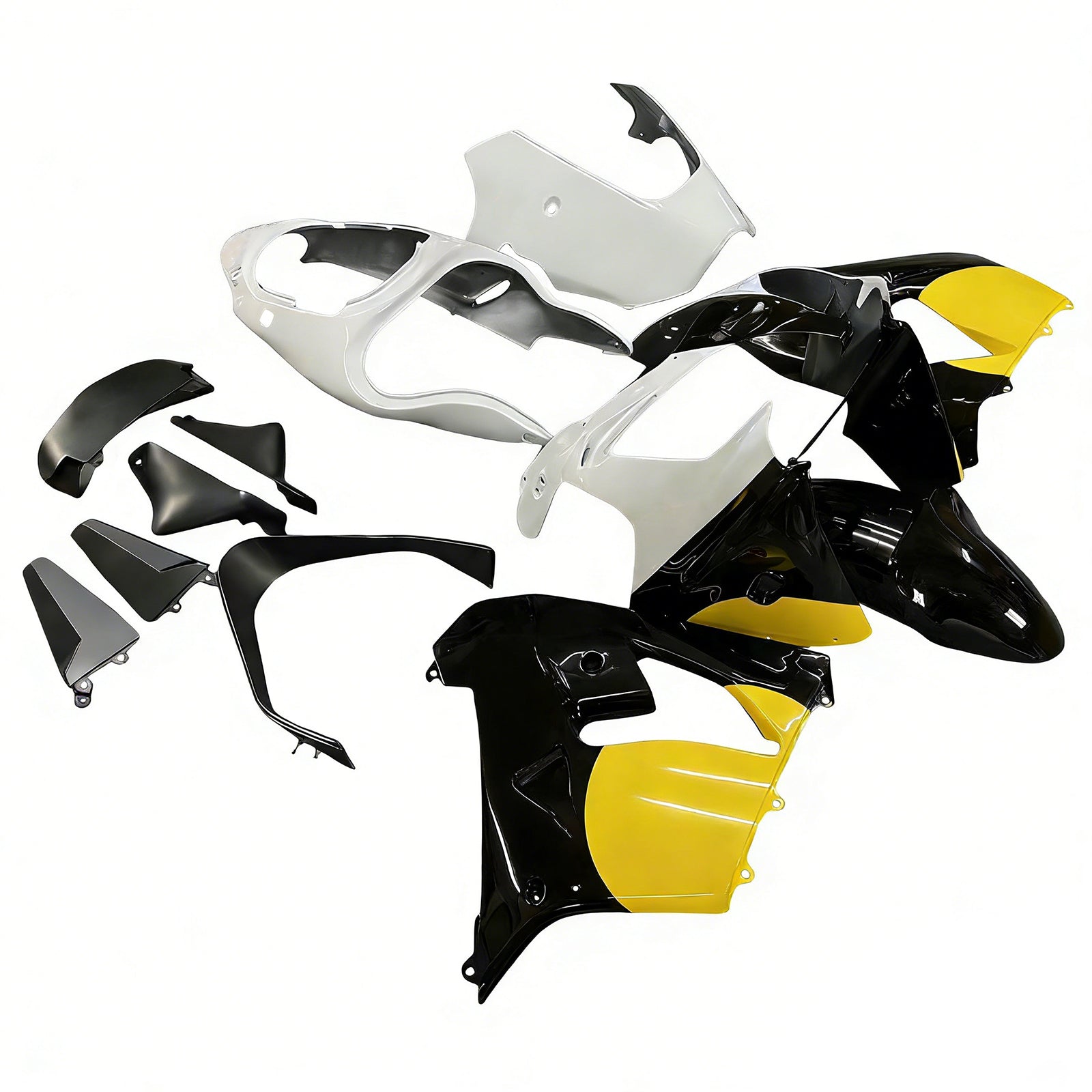 Amotopart 2000-2001 Kawasaki ZX9R White Black Yellow Fairing Kit