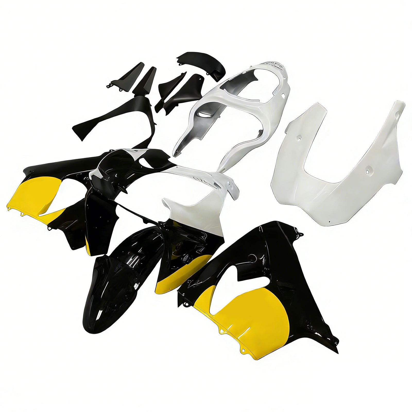 Amotopart 2000-2001 Kawasaki ZX9R White Black Yellow Fairing Kit