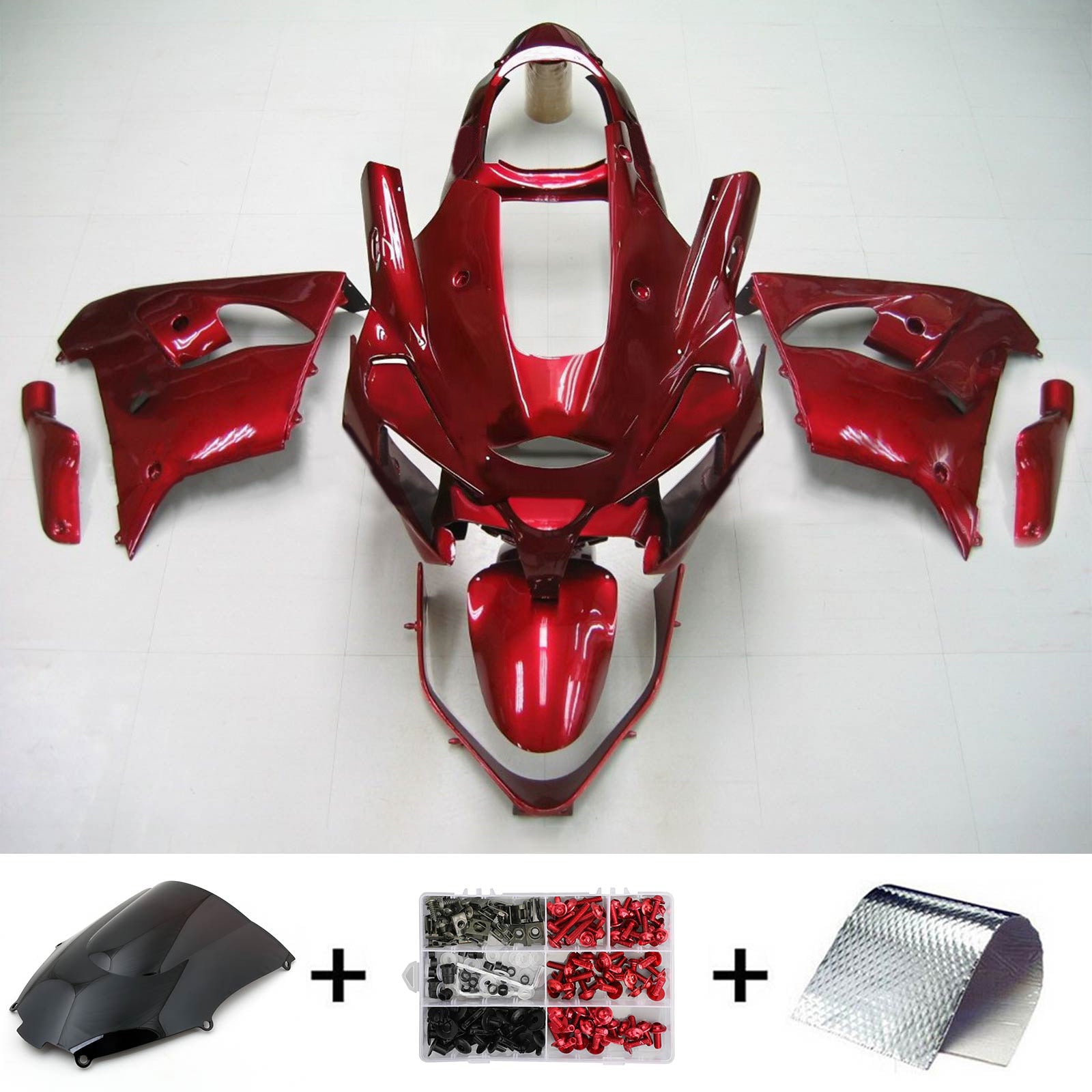 Amotopart Kawasaki ZX9R 2000-2001 Gloss Red Fairing Kit