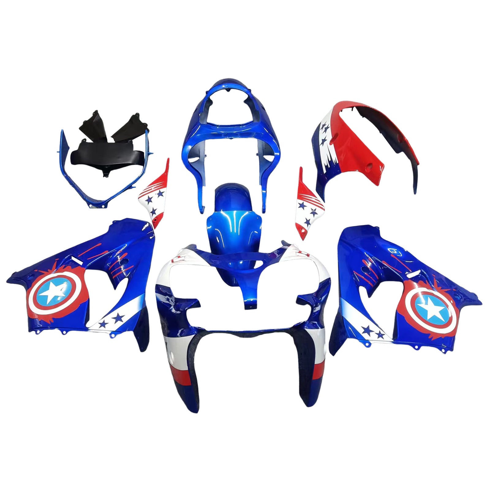 Amotopart Kawasaki ZX9R 2000-2001 Blue Red Fairing Kit