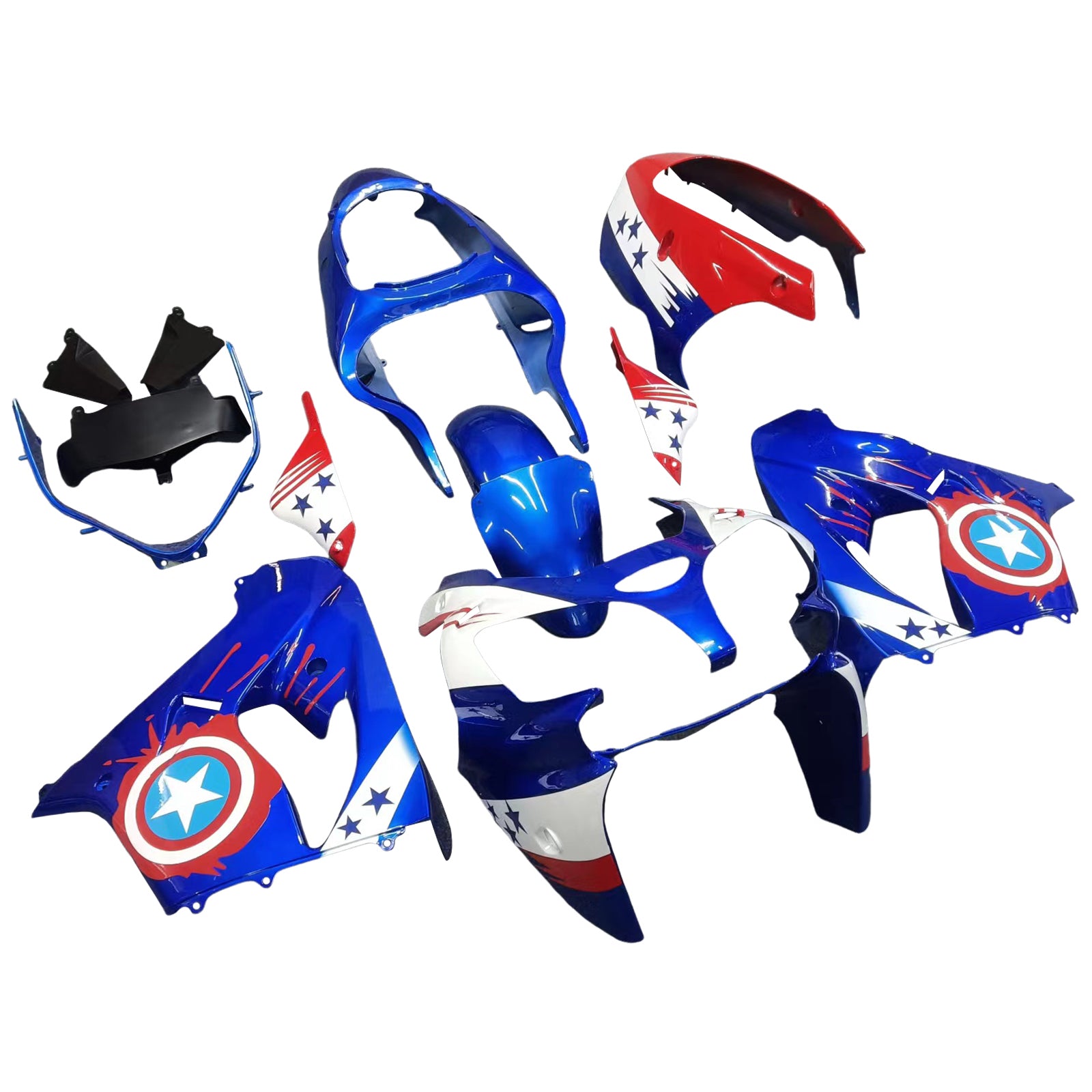 Amotopart Kawasaki ZX9R 2000-2001 Blue Red Fairing Kit