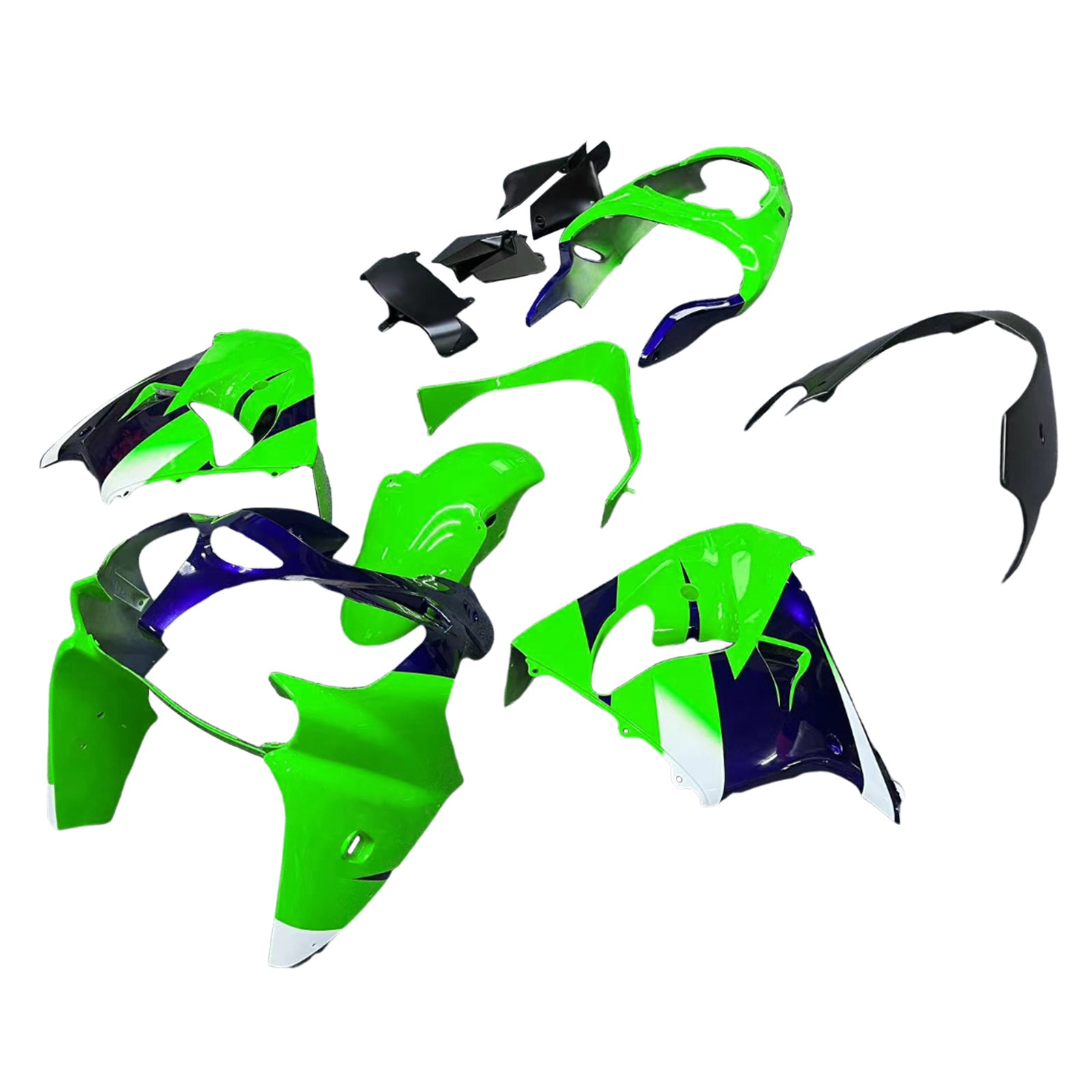 Amotopart Kawasaki ZX9R 2000-2001 Black Green Fairing Kit