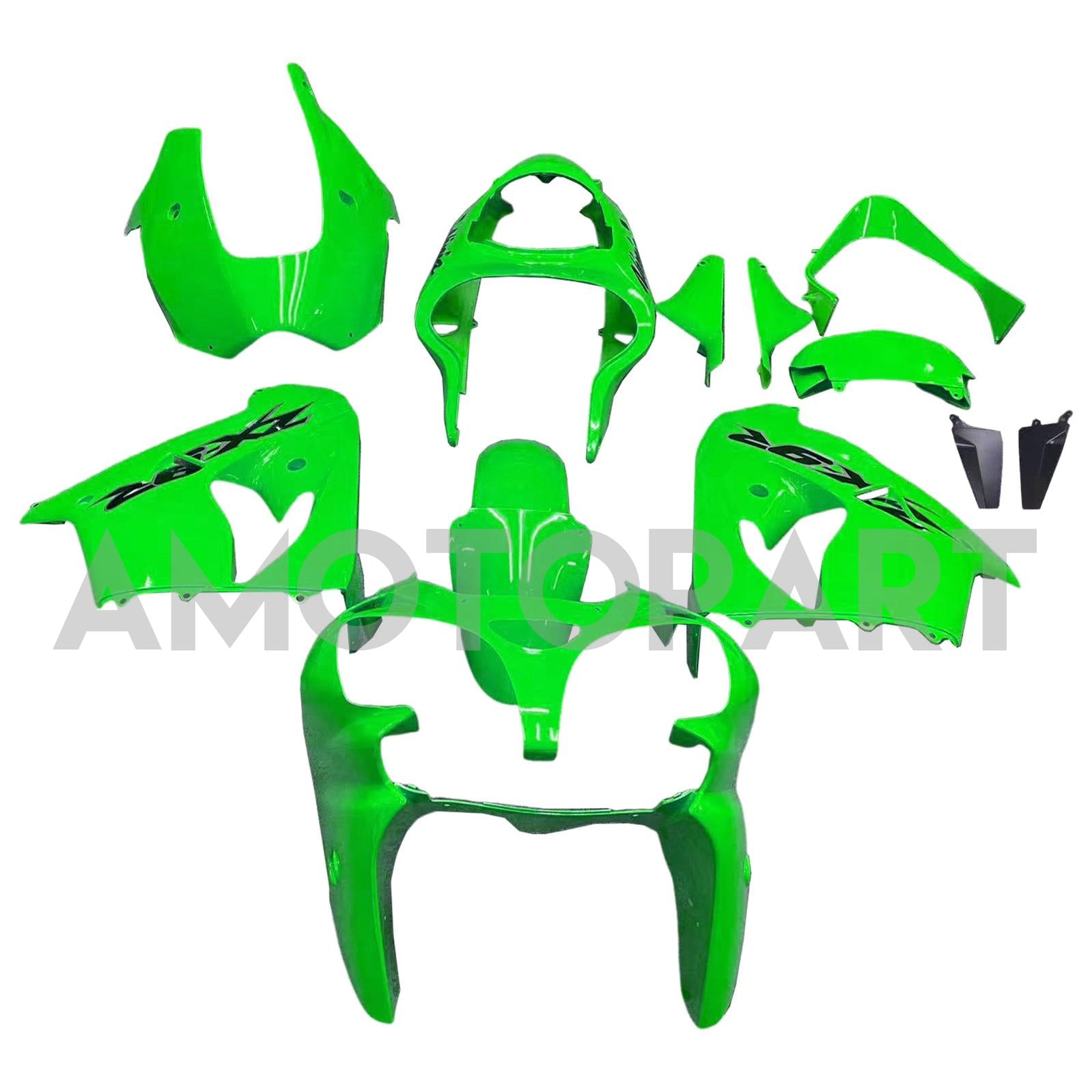 Amotopart 2000-2001 Kawasaki ZX9R Light Green & Black Fairing Kit