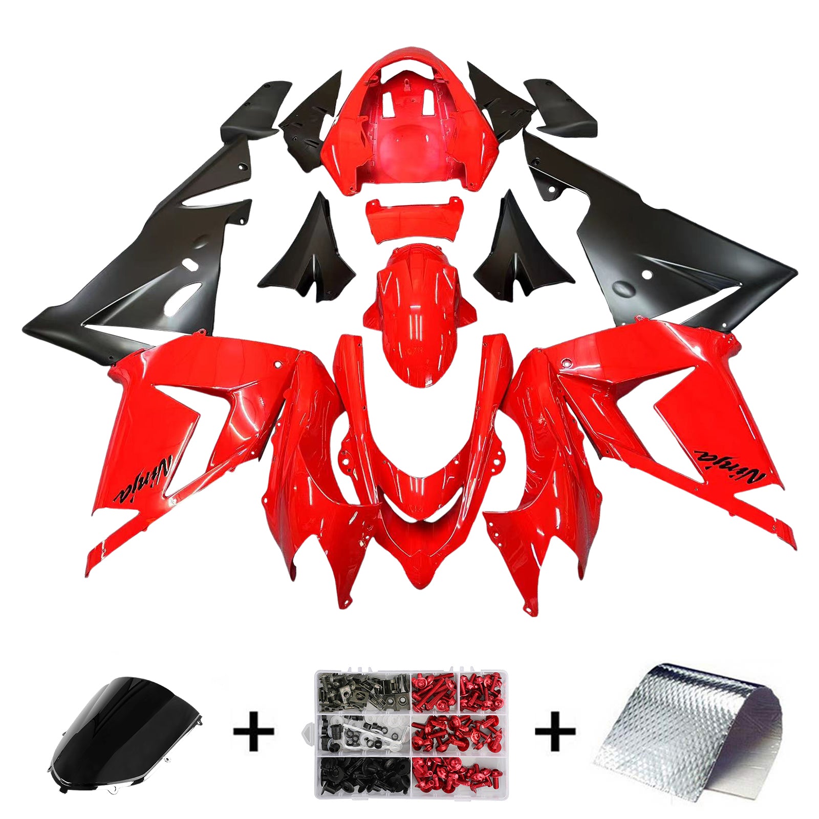 Amotopart 2004-2005 Kawasaki ZX10R Kit de carenado rojo y negro