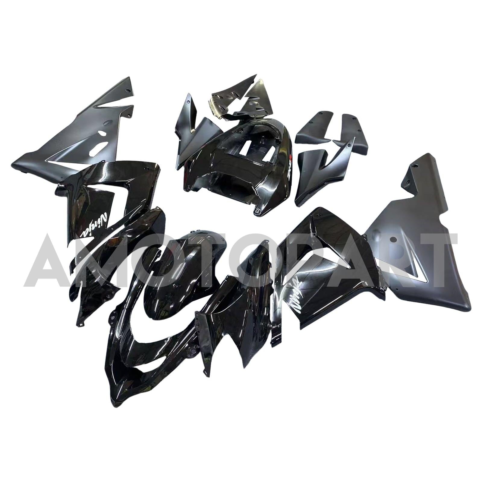Amotopart 2004-2005 Kawasaki ZX10R Gloss&Matte Black Fairing Kit