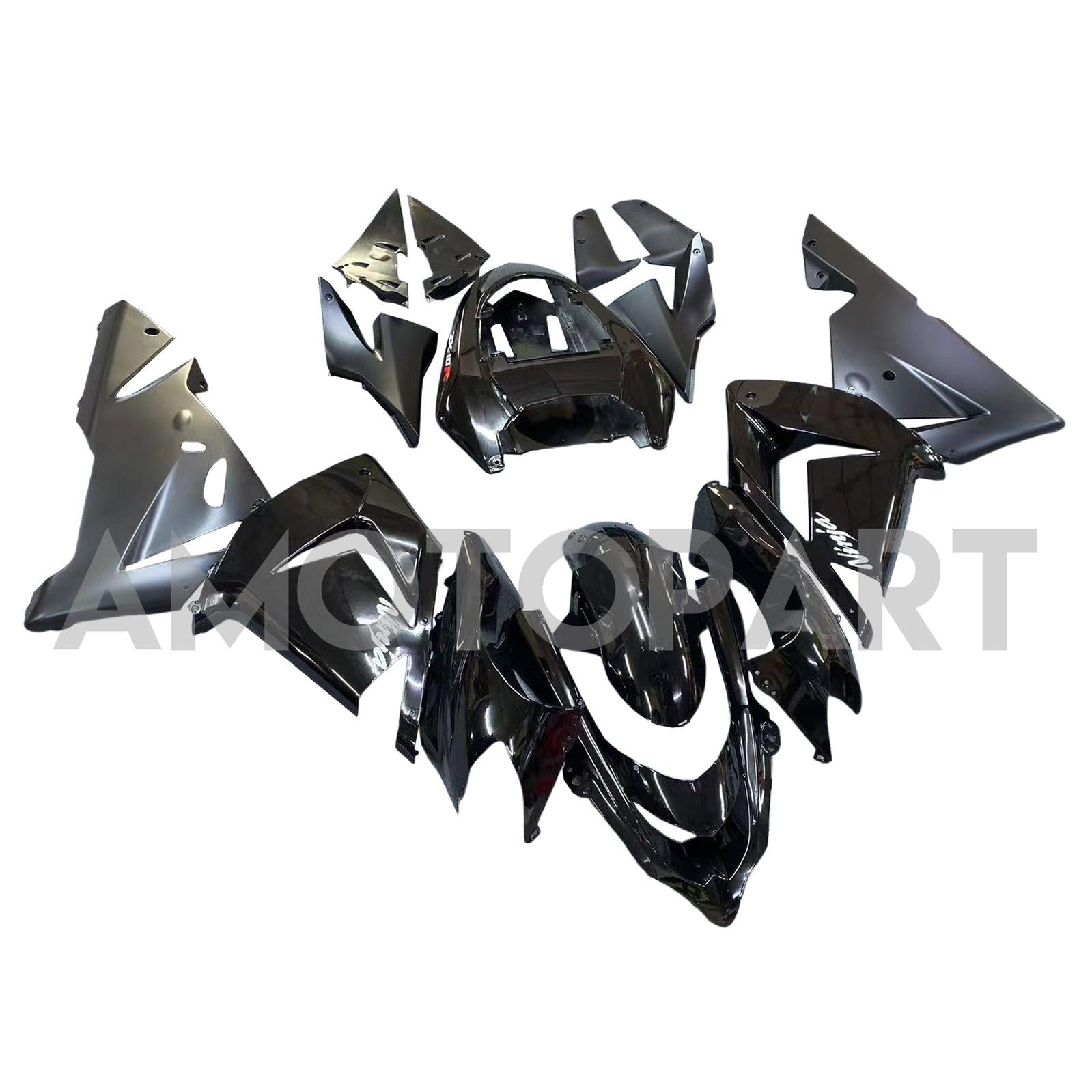 Amotopart 2004-2005 Kawasaki ZX10R Gloss&Matte Black Fairing Kit
