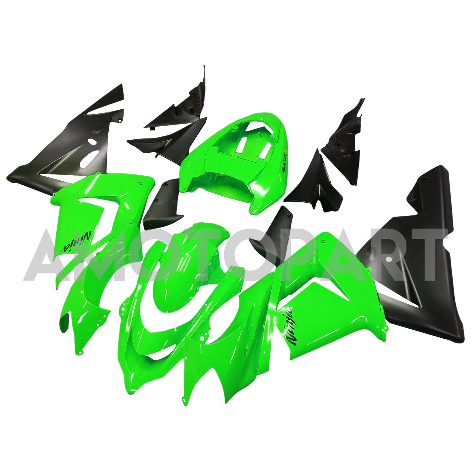 Amotopart 2004-2005 Kawasaki ZX10R Green & Black Fairing Kit