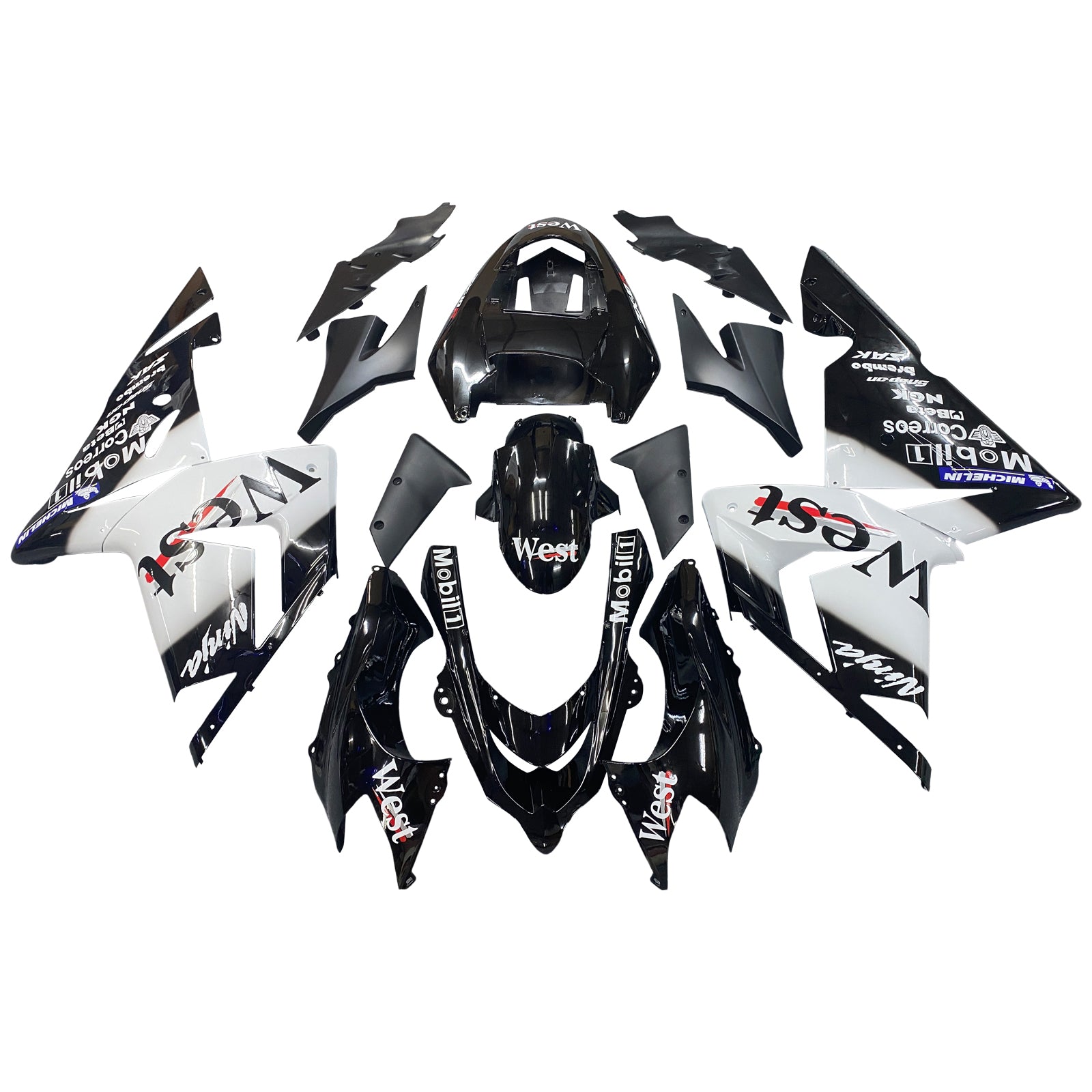 Amotopart 2004-2005 Kawasaki ZX10R White&Black with Logo Fairing Kit