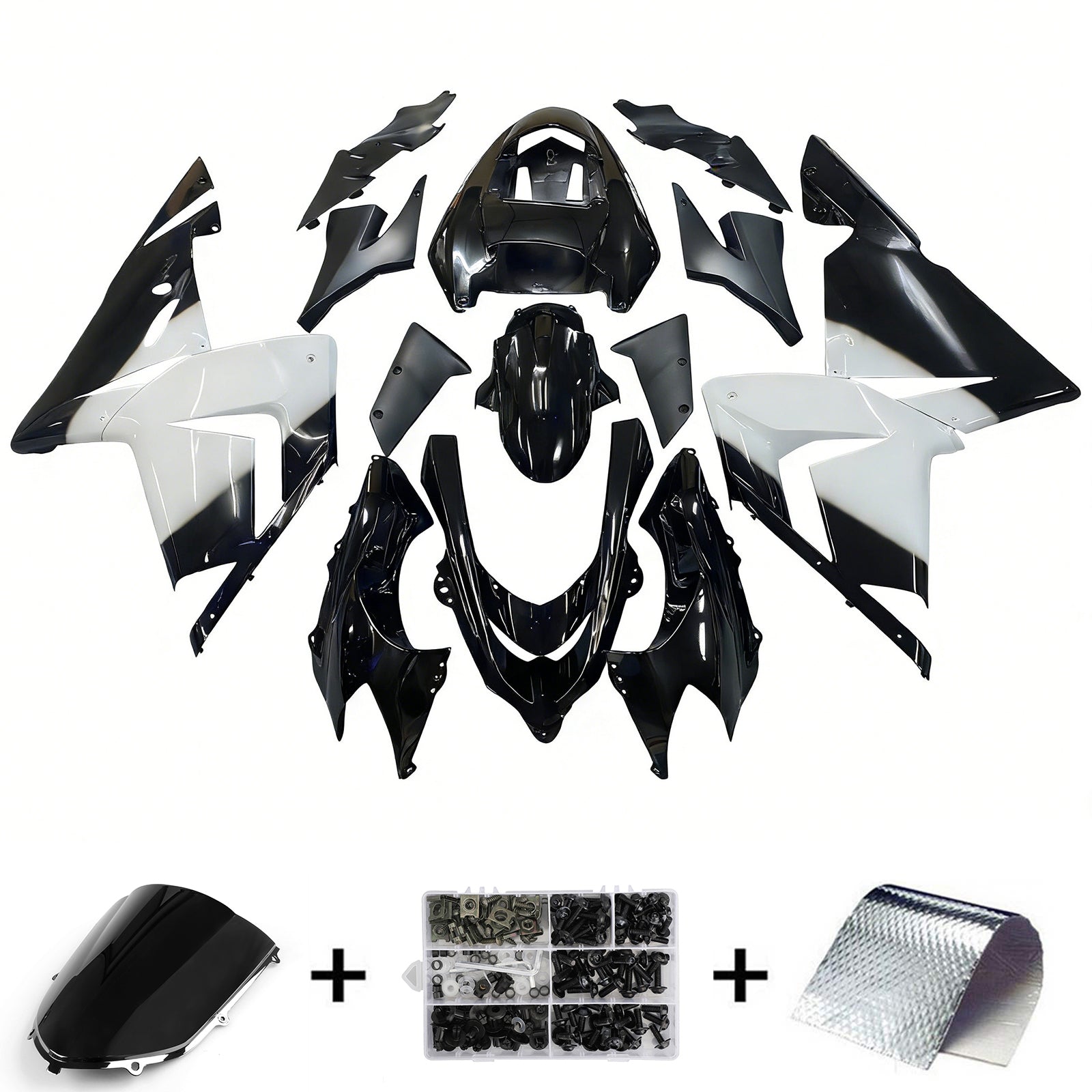 Amotopart 2004-2005 Kawasaki ZX10R White&Black Fairing Kit