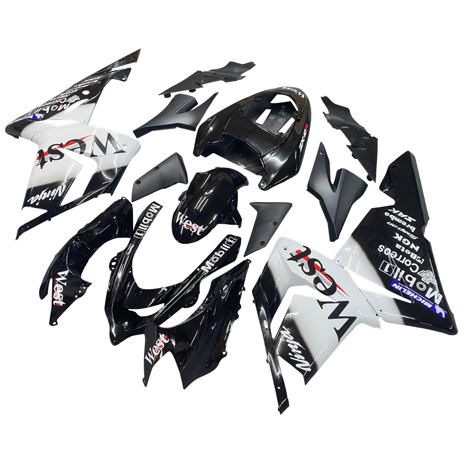 Amotopart 2004-2005 Kawasaki ZX10R bianco e nero con kit carenatura logo