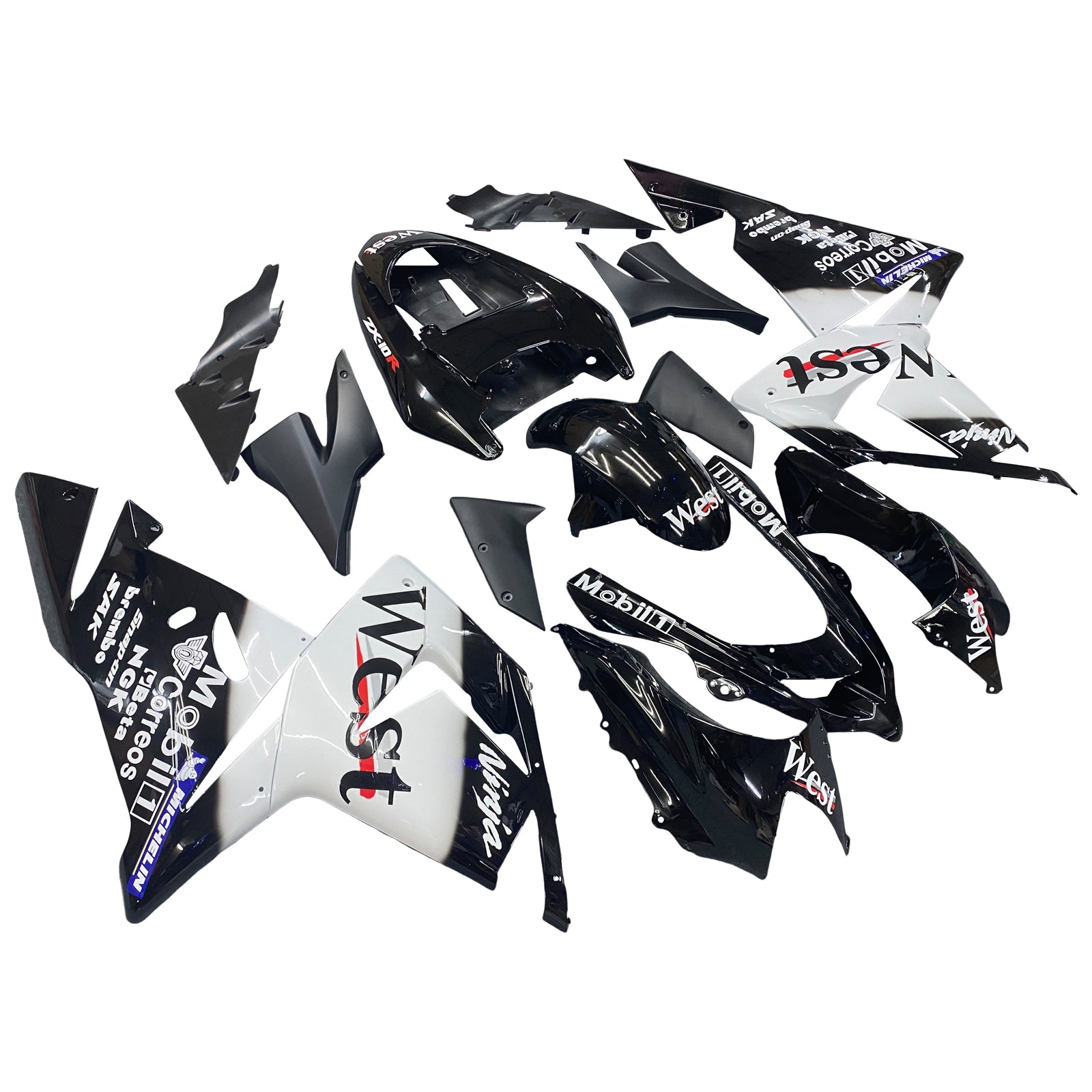 Amotopart 2004-2005 Kawasaki ZX10R White&Black with Logo Fairing Kit